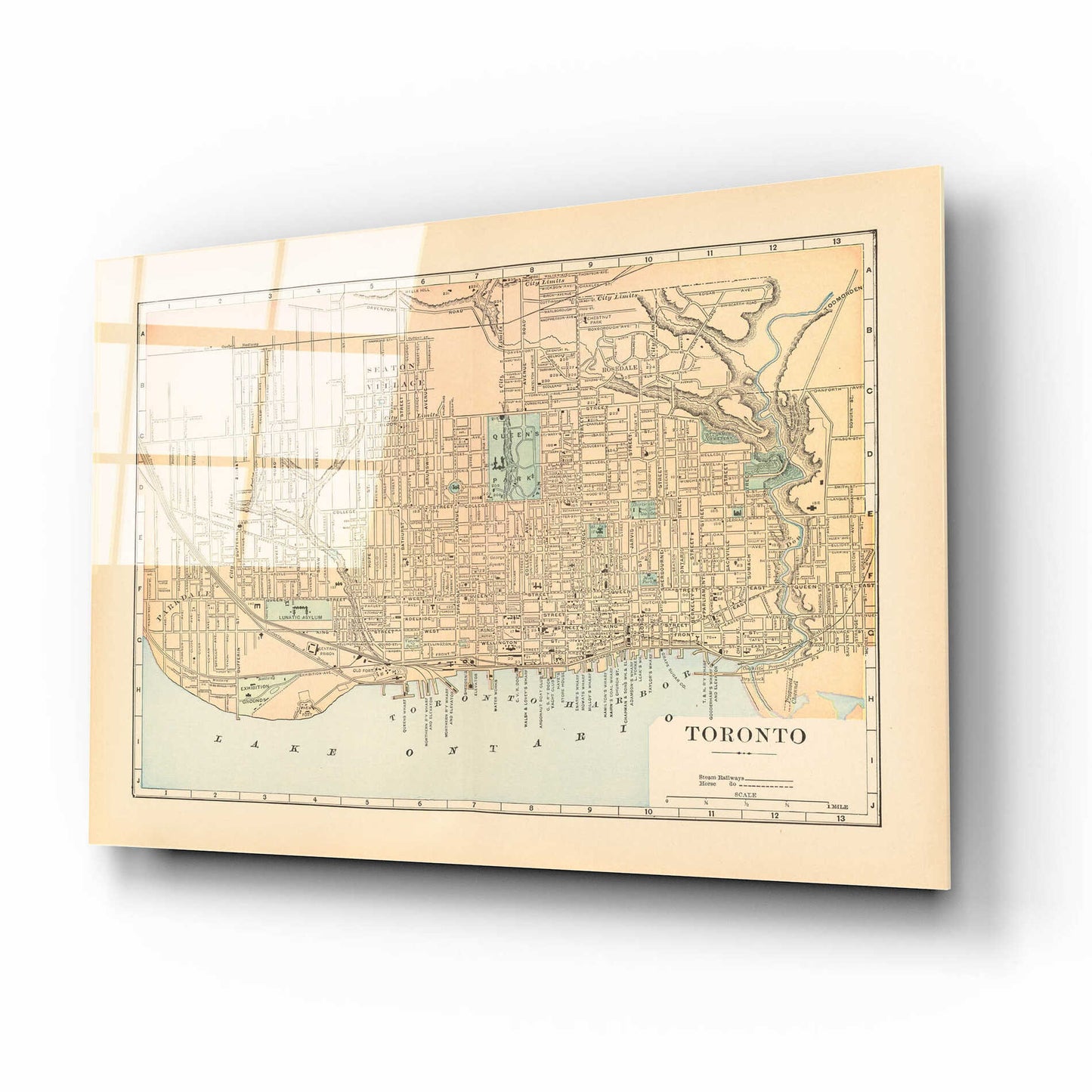 Epic Art 'Map of Toronto' by Wild Apple Portfolio, Acrylic Glass Wall Art,16x12