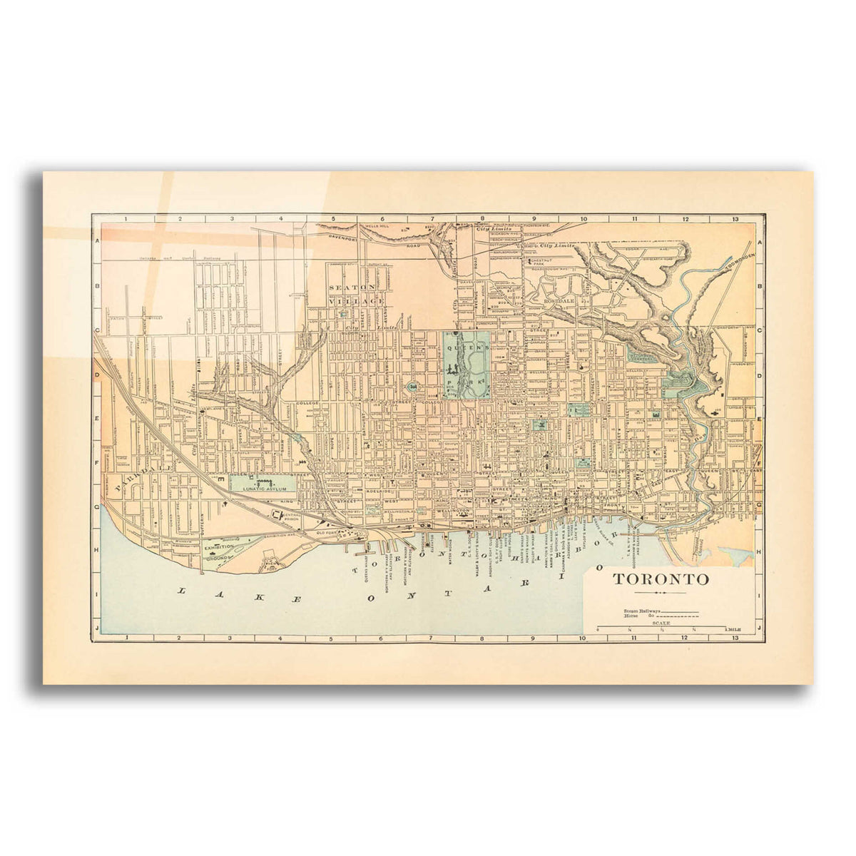 Epic Art 'Map of Toronto' by Wild Apple Portfolio, Acrylic Glass Wall Art