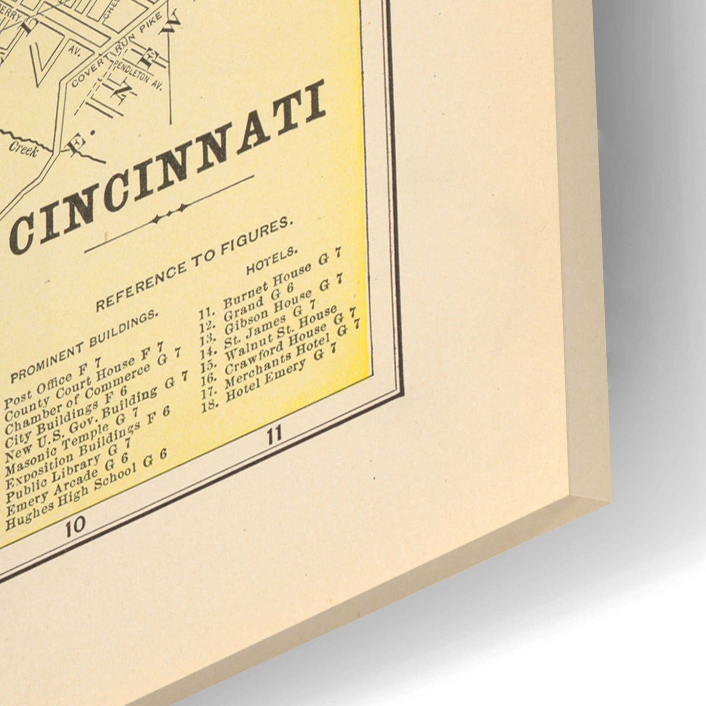 Epic Art 'Map of Cincinnati' by Wild Apple Portfolio, Acrylic Glass Wall Art,16x12