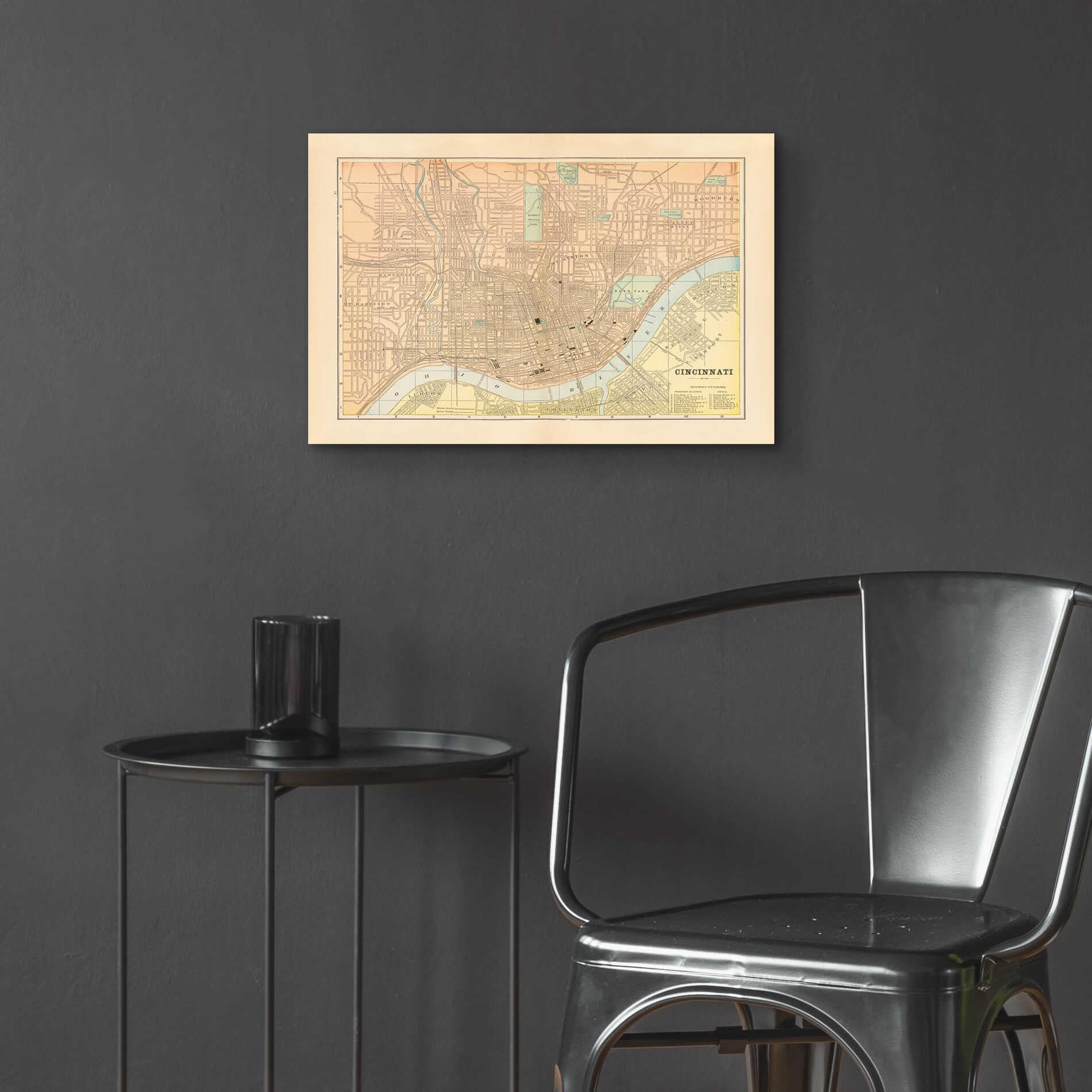 Epic Art 'Map of Cincinnati' by Wild Apple Portfolio, Acrylic Glass Wall Art,24x16