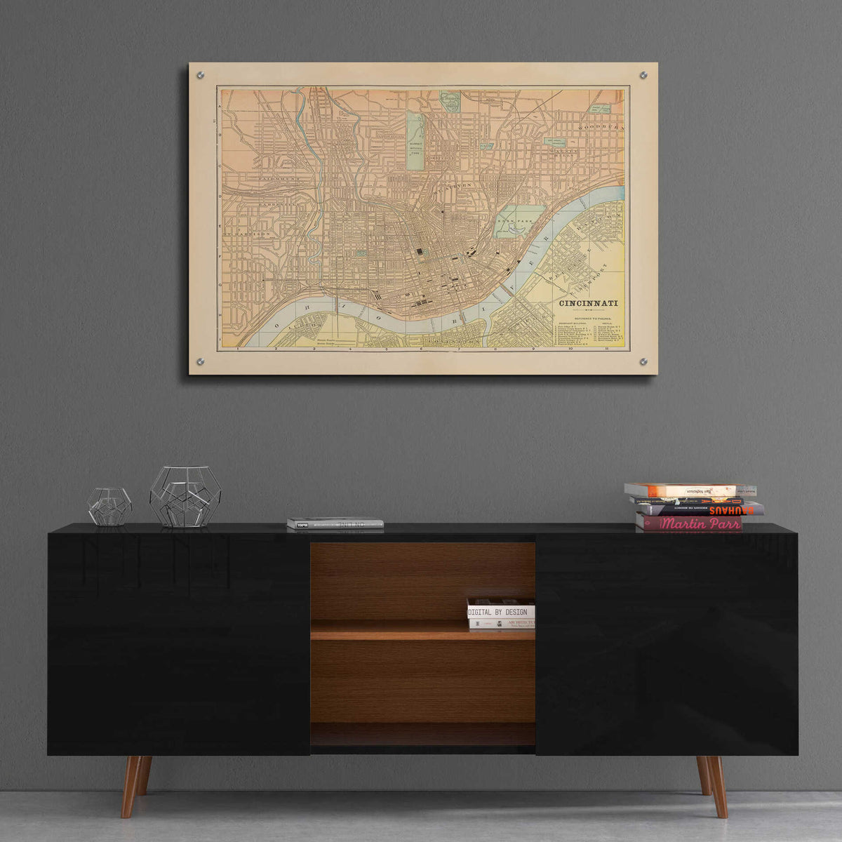 Epic Art 'Map of Cincinnati' by Wild Apple Portfolio, Acrylic Glass Wall Art,36x24