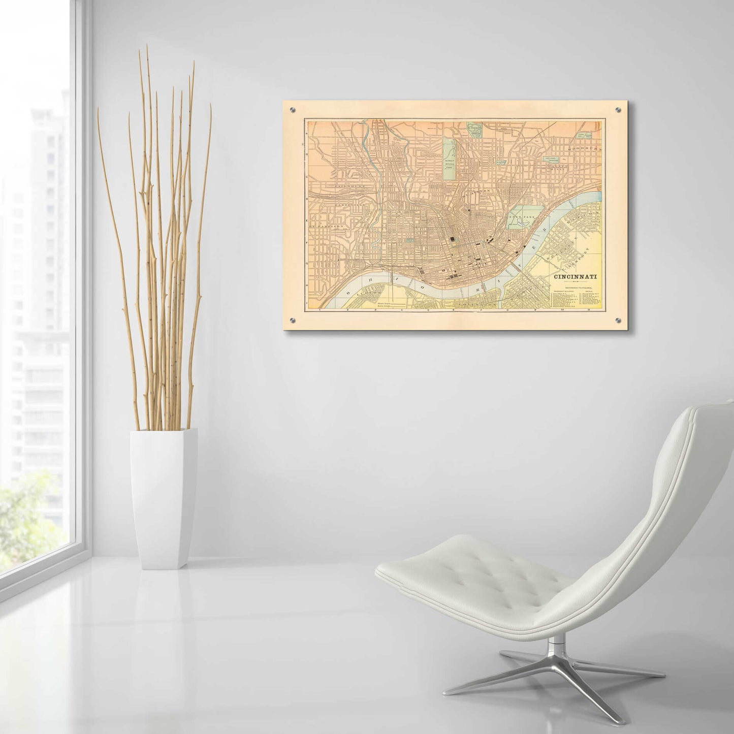 Epic Art 'Map of Cincinnati' by Wild Apple Portfolio, Acrylic Glass Wall Art,36x24