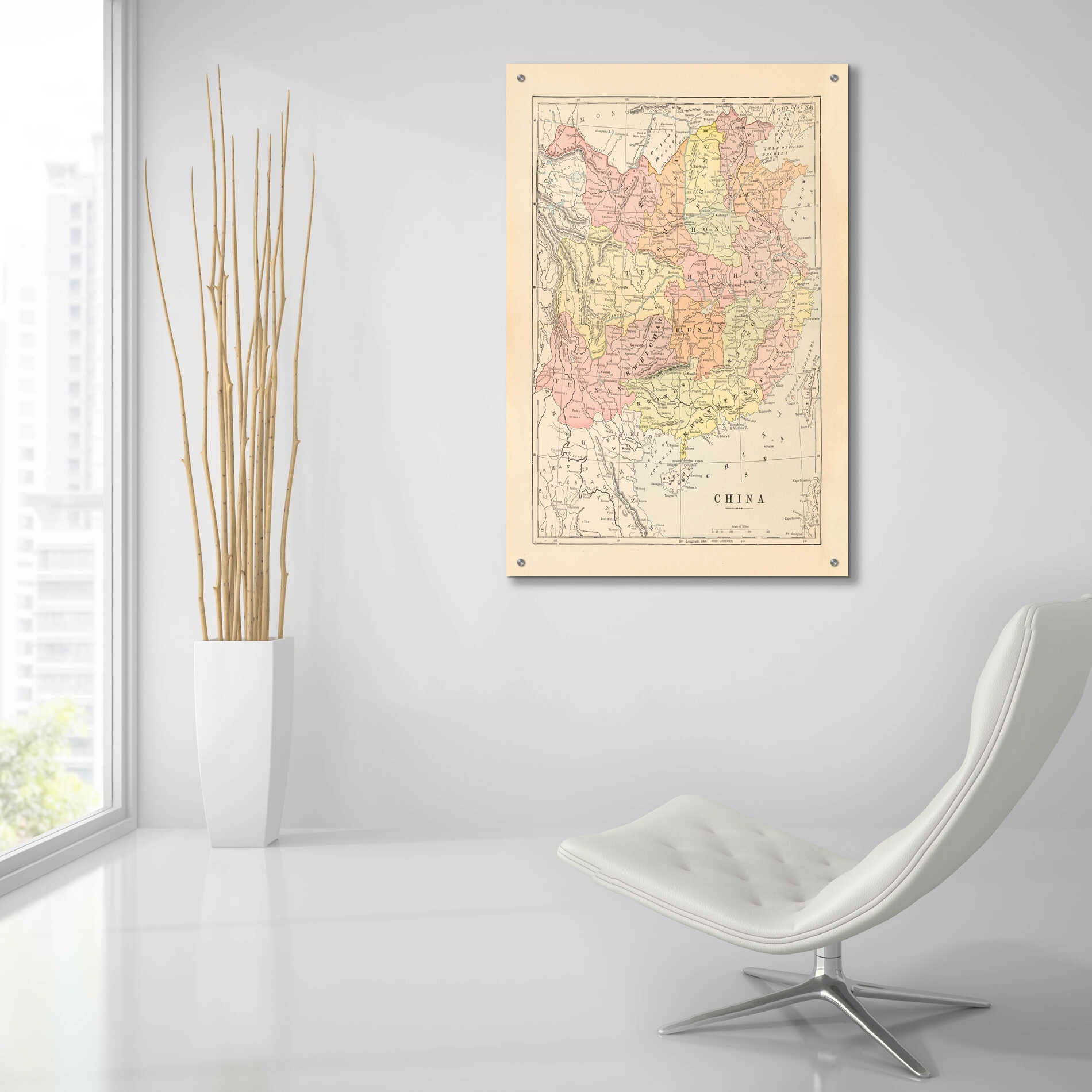 Epic Art 'Map of China' by Wild Apple Portfolio, Acrylic Glass Wall Art,24x36
