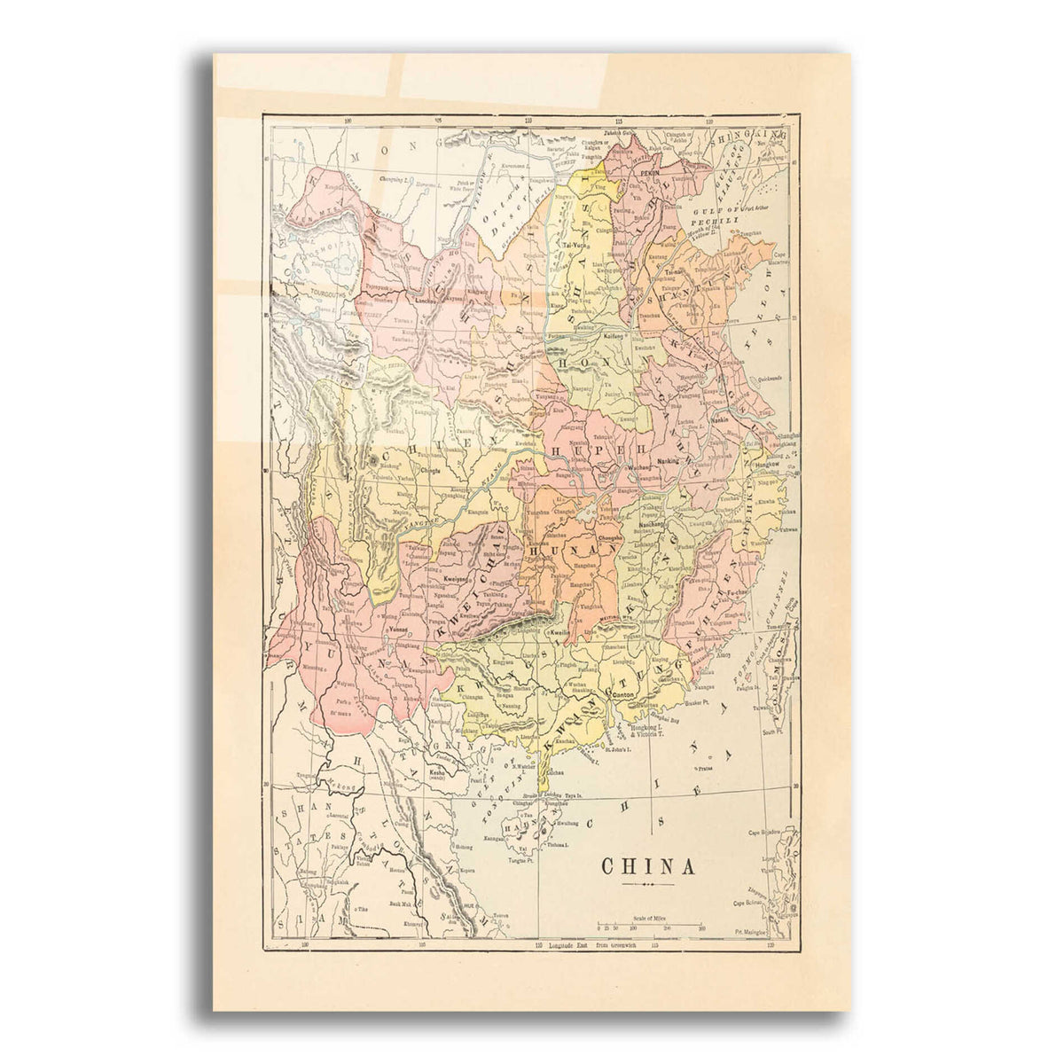 Epic Art 'Map of China' by Wild Apple Portfolio, Acrylic Glass Wall Art