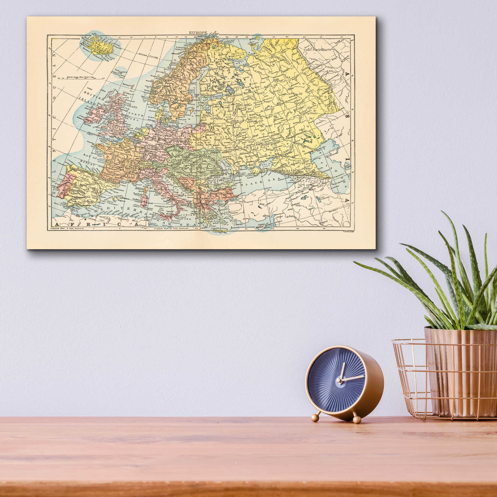 Epic Art 'Map of Europe' by Wild Apple Portfolio, Acrylic Glass Wall Art,16x12