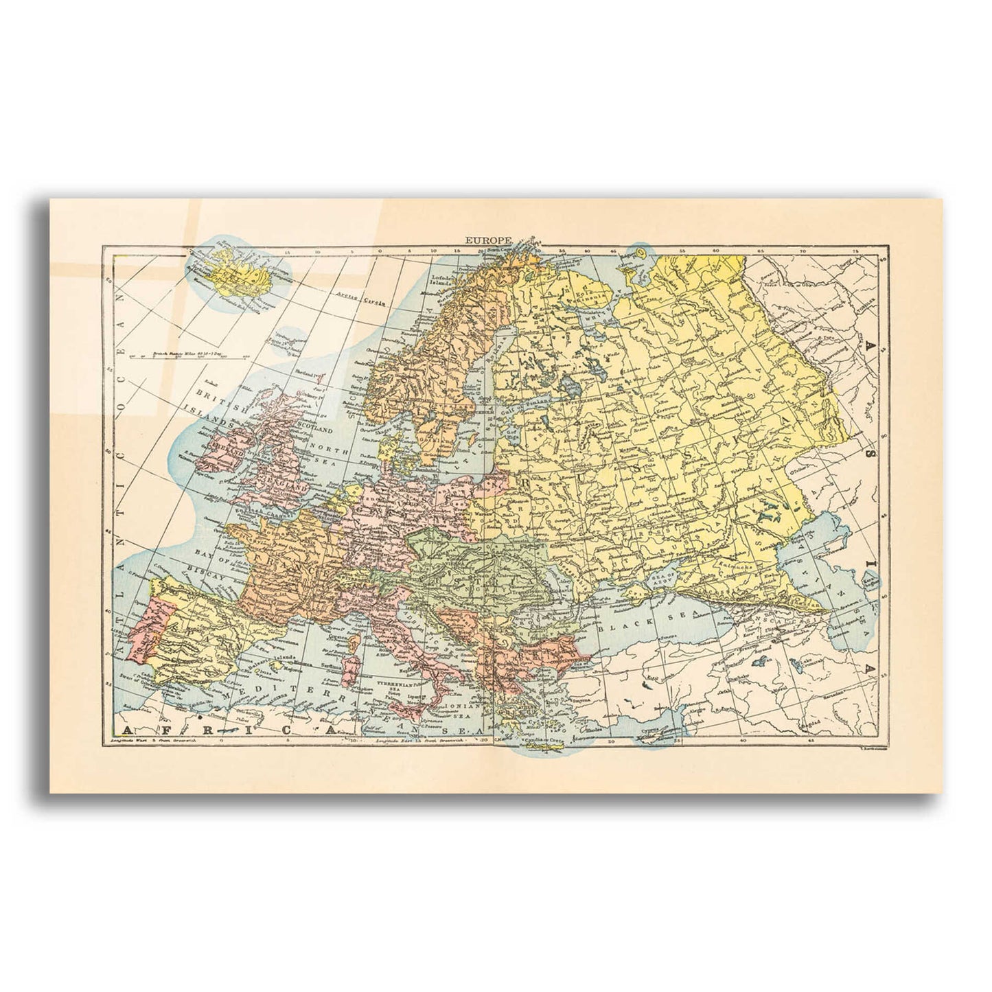 Epic Art 'Map of Europe' by Wild Apple Portfolio, Acrylic Glass Wall Art,24x16