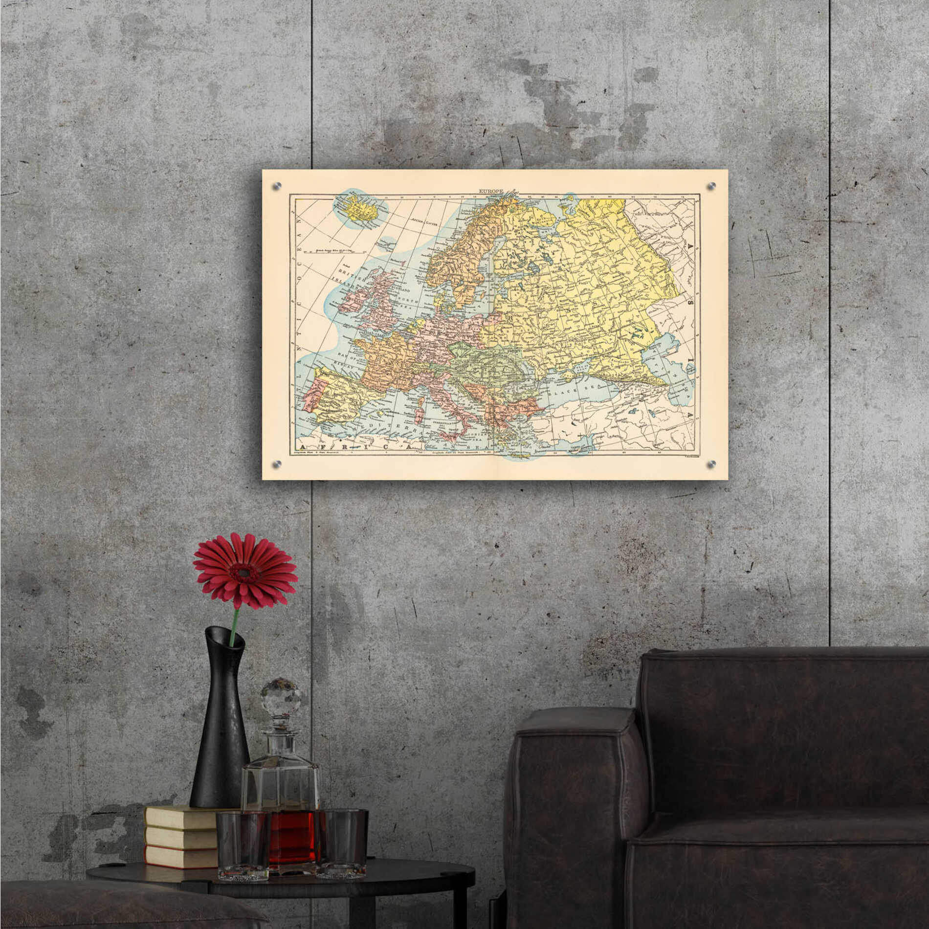 Epic Art 'Map of Europe' by Wild Apple Portfolio, Acrylic Glass Wall Art,36x24