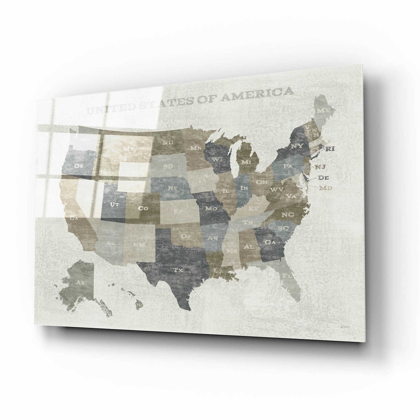 Epic Art 'Slate US Map' by Sue Schlabach, Acrylic Glass Wall Art,16x12