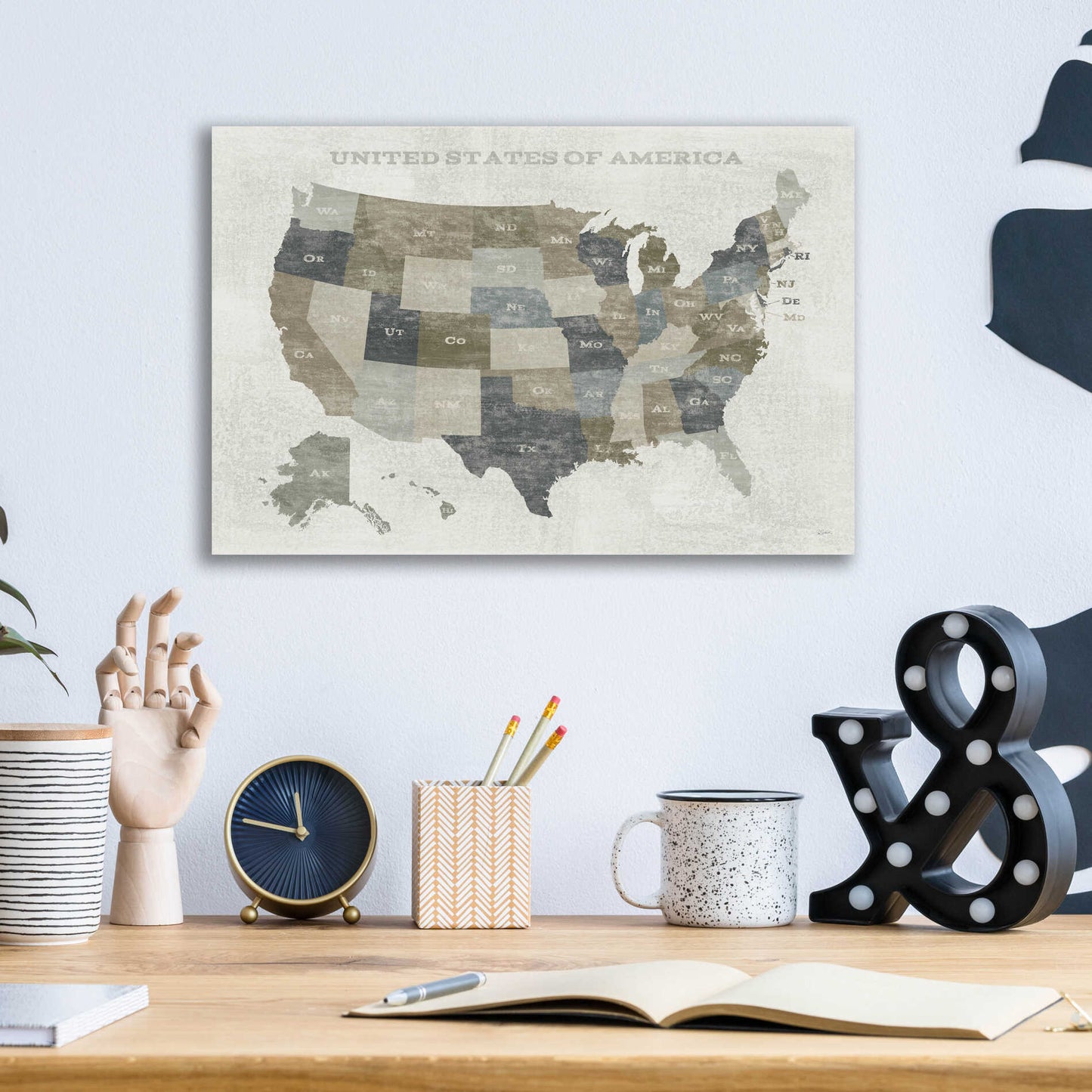 Epic Art 'Slate US Map' by Sue Schlabach, Acrylic Glass Wall Art,16x12