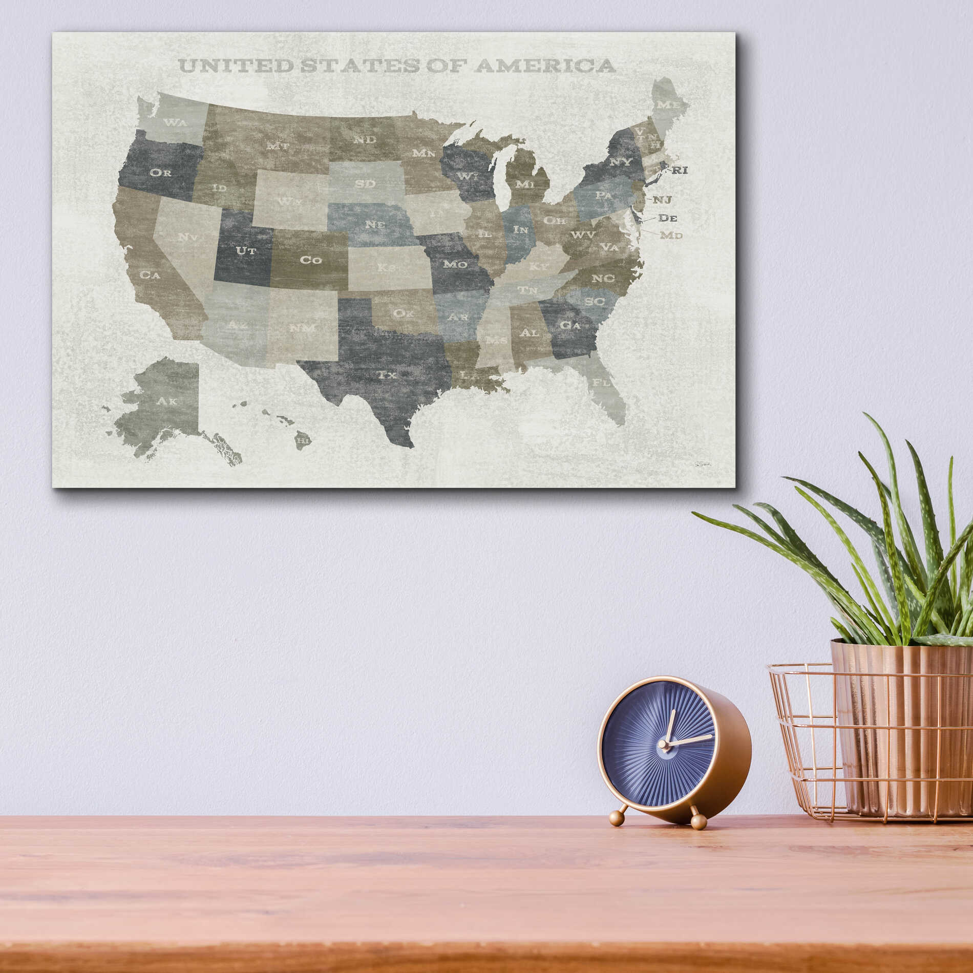 Epic Art 'Slate US Map' by Sue Schlabach, Acrylic Glass Wall Art,16x12