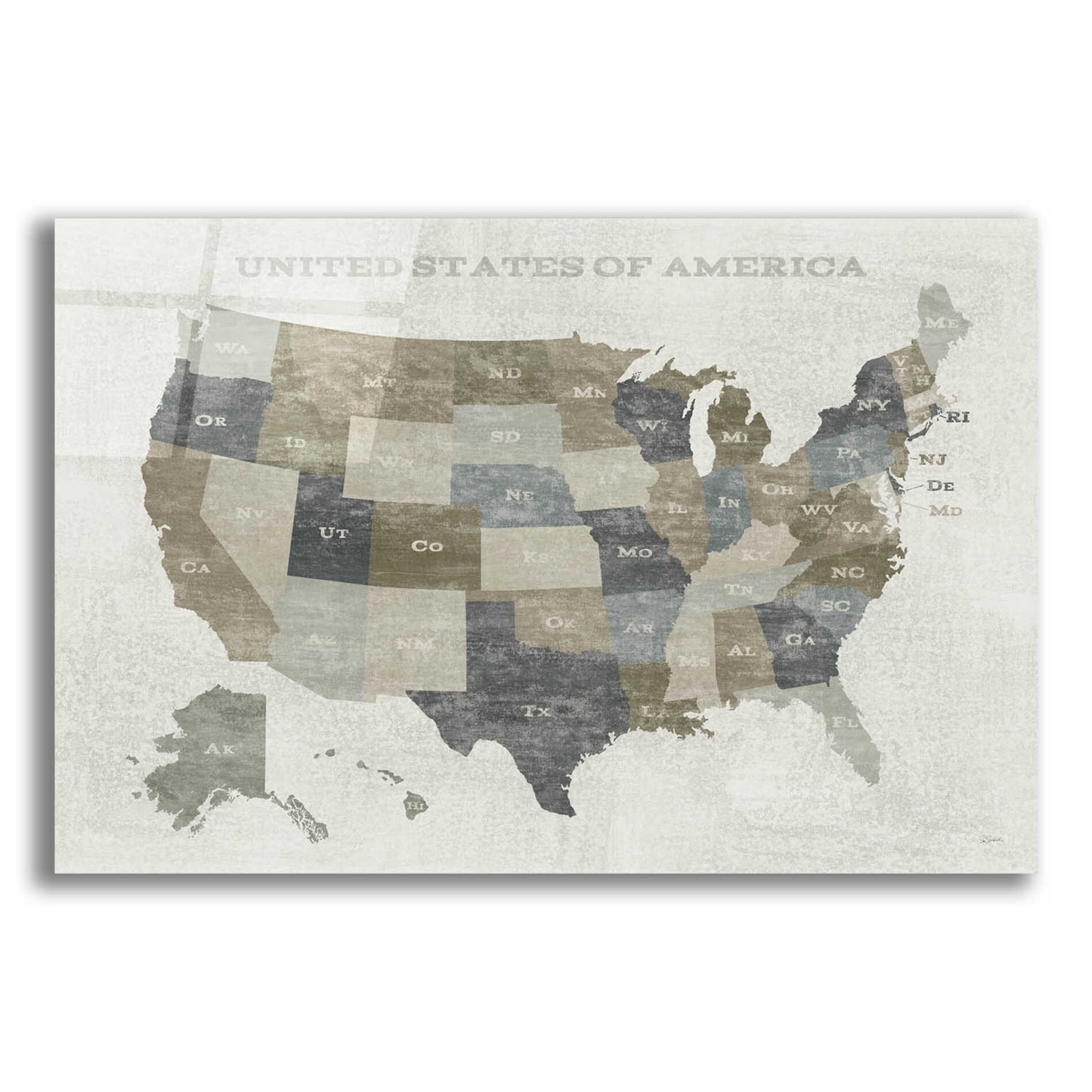 Epic Art 'Slate US Map' by Sue Schlabach, Acrylic Glass Wall Art,16x12