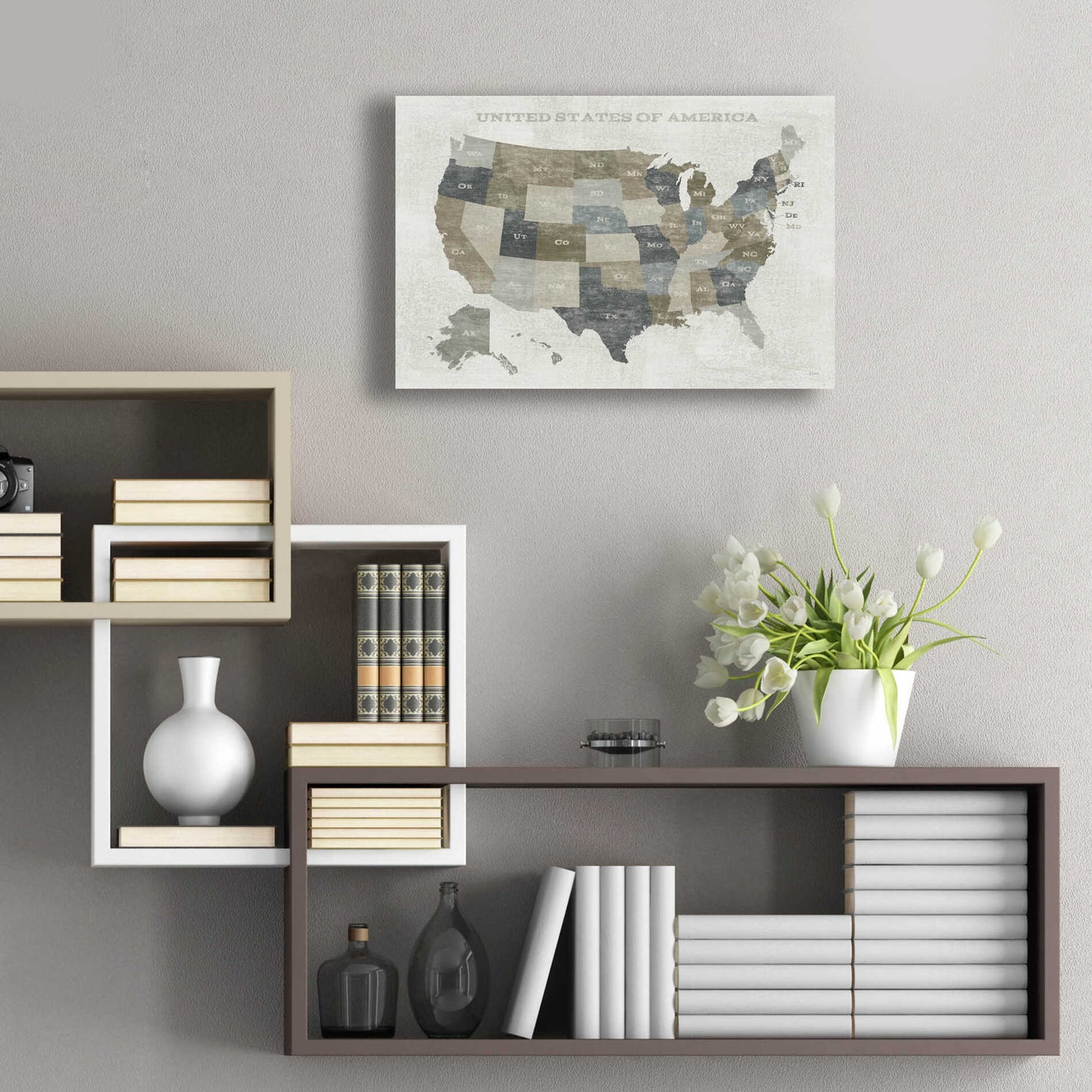 Epic Art 'Slate US Map' by Sue Schlabach, Acrylic Glass Wall Art,24x16