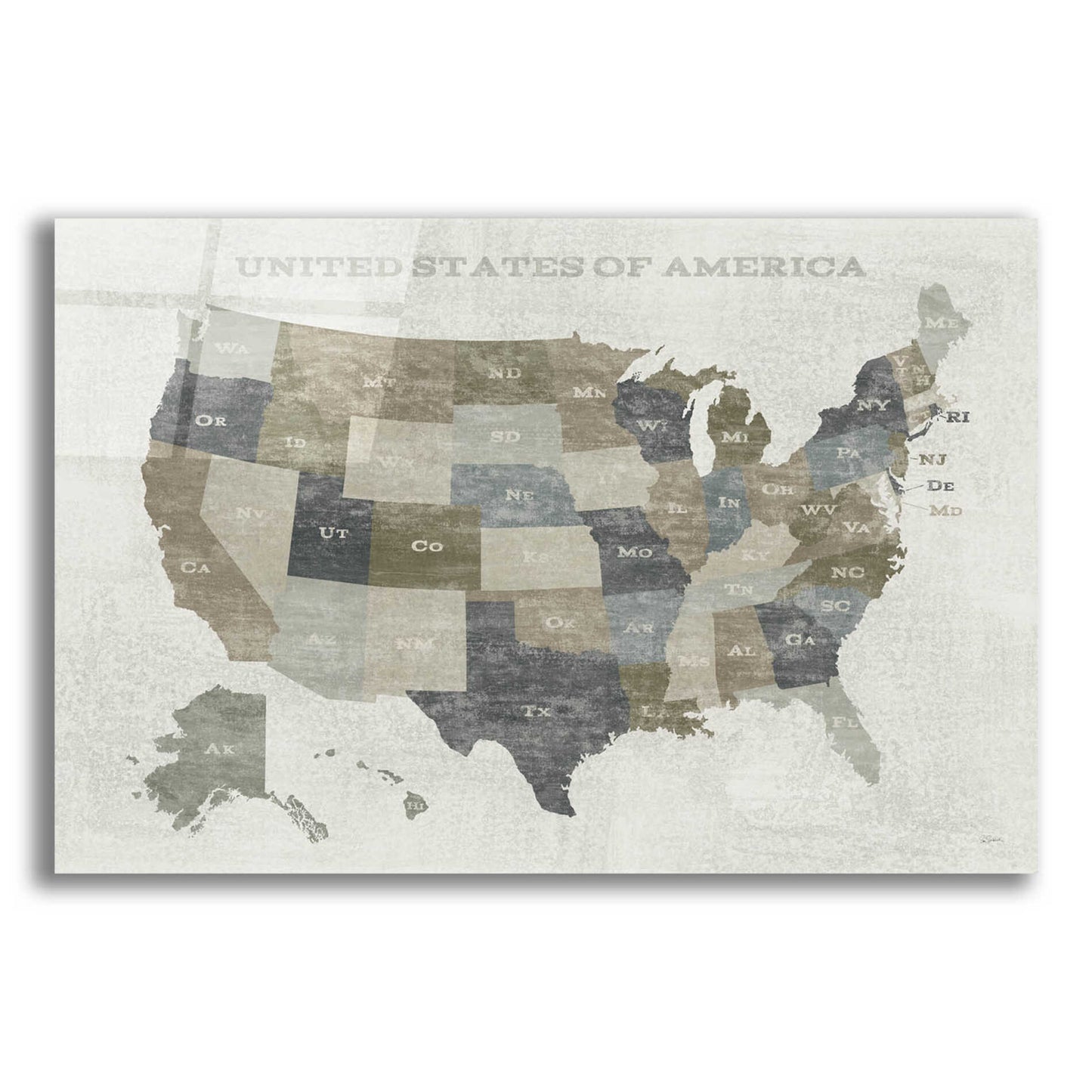 Epic Art 'Slate US Map' by Sue Schlabach, Acrylic Glass Wall Art,24x16