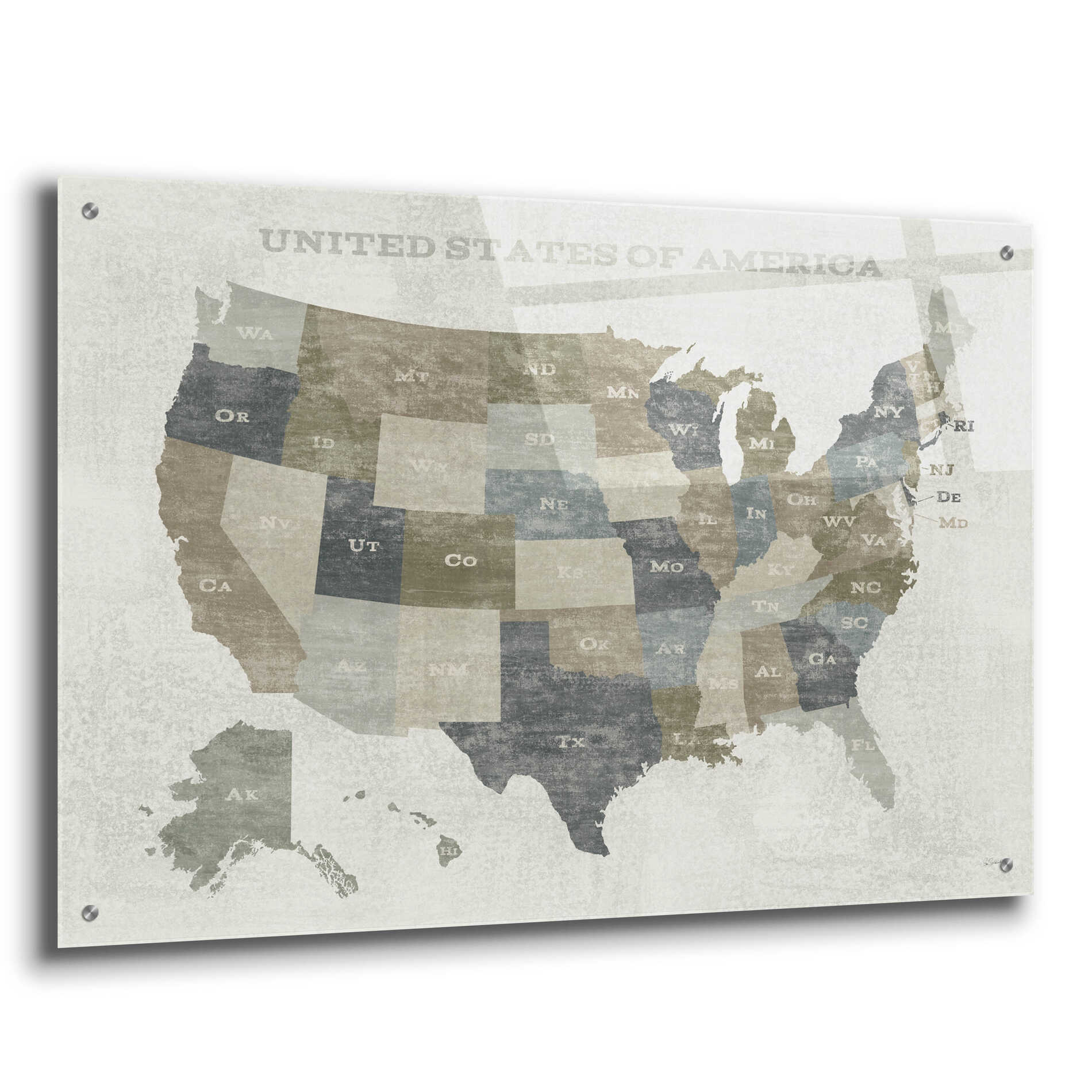 Epic Art 'Slate US Map' by Sue Schlabach, Acrylic Glass Wall Art,36x24