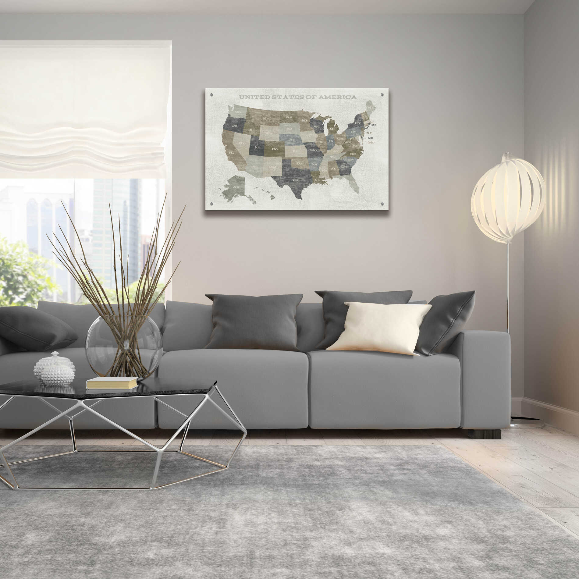 Epic Art 'Slate US Map' by Sue Schlabach, Acrylic Glass Wall Art,36x24