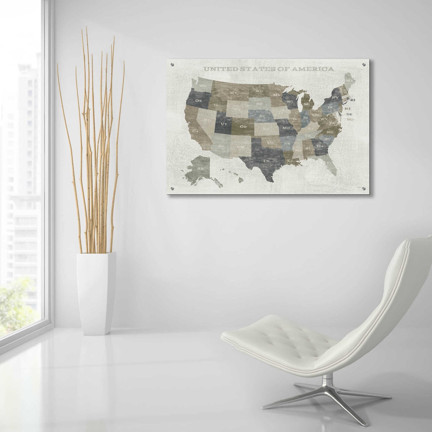 Epic Art 'Slate US Map' by Sue Schlabach, Acrylic Glass Wall Art,36x24