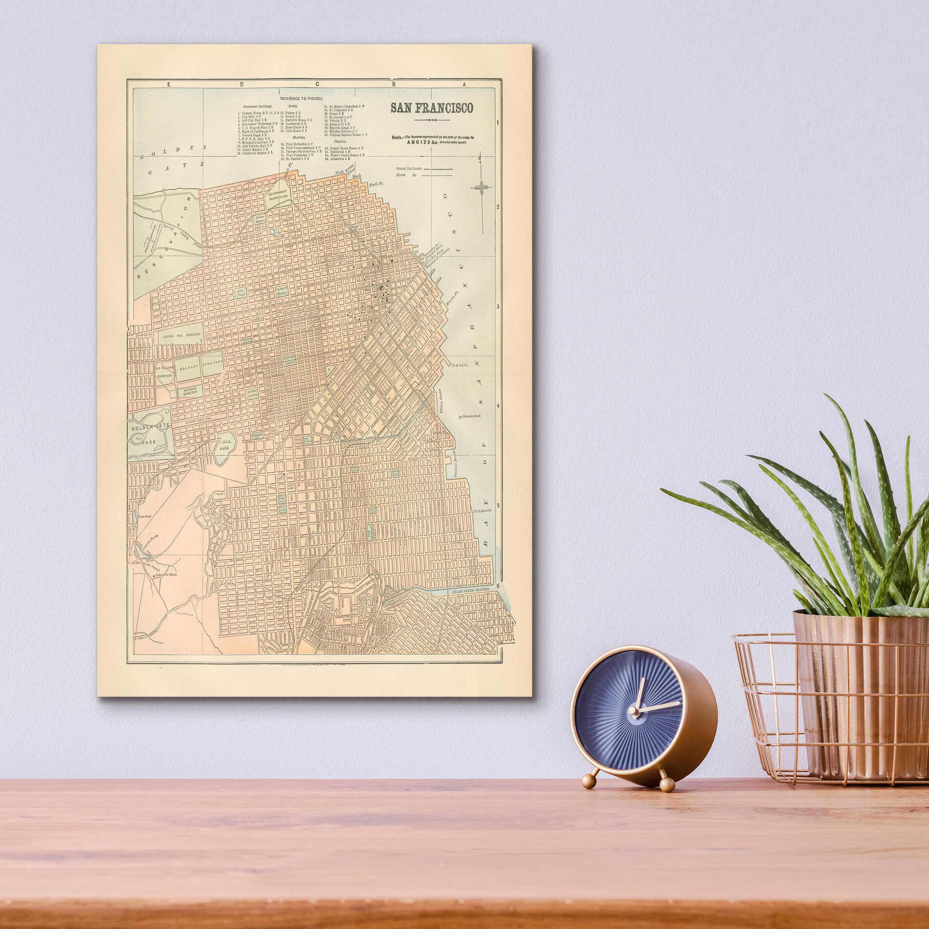 Epic Art 'San Francisco Map' by Wild Apple Portfolio, Acrylic Glass Wall Art,12x16