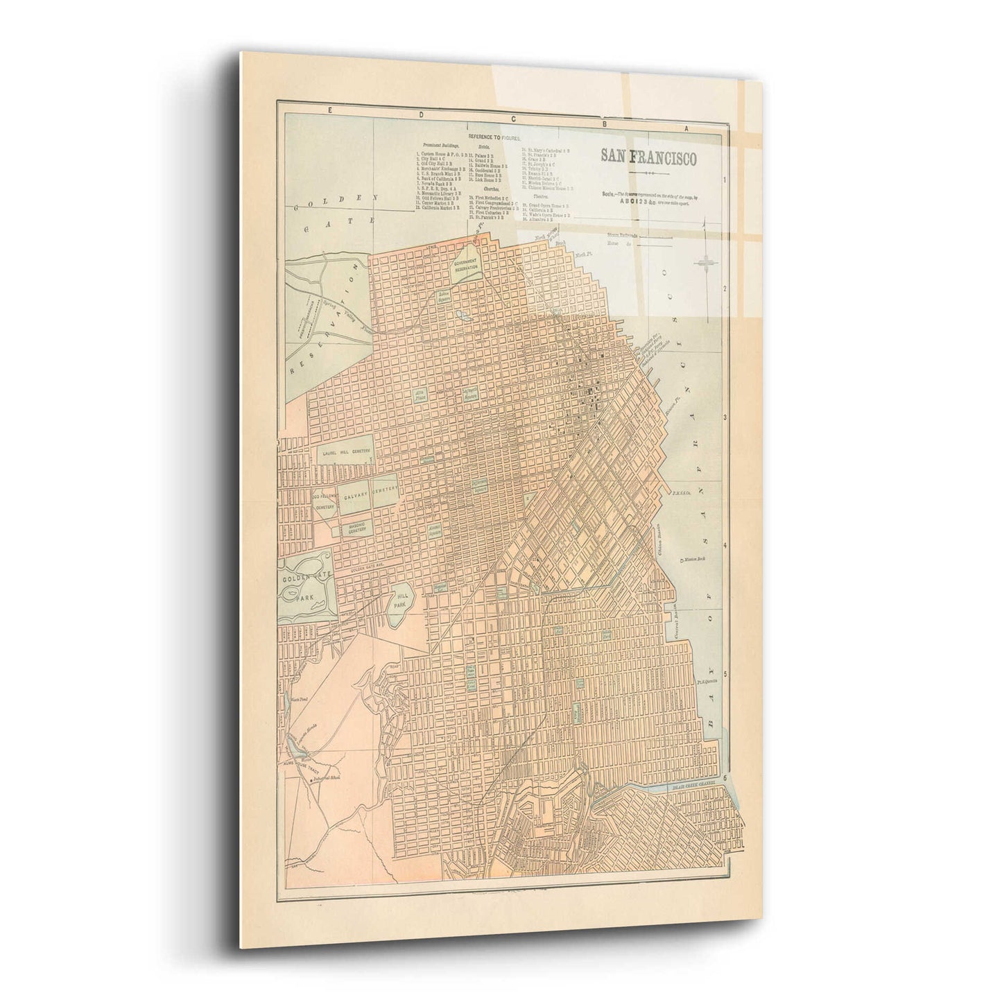 Epic Art 'San Francisco Map' by Wild Apple Portfolio, Acrylic Glass Wall Art,16x24