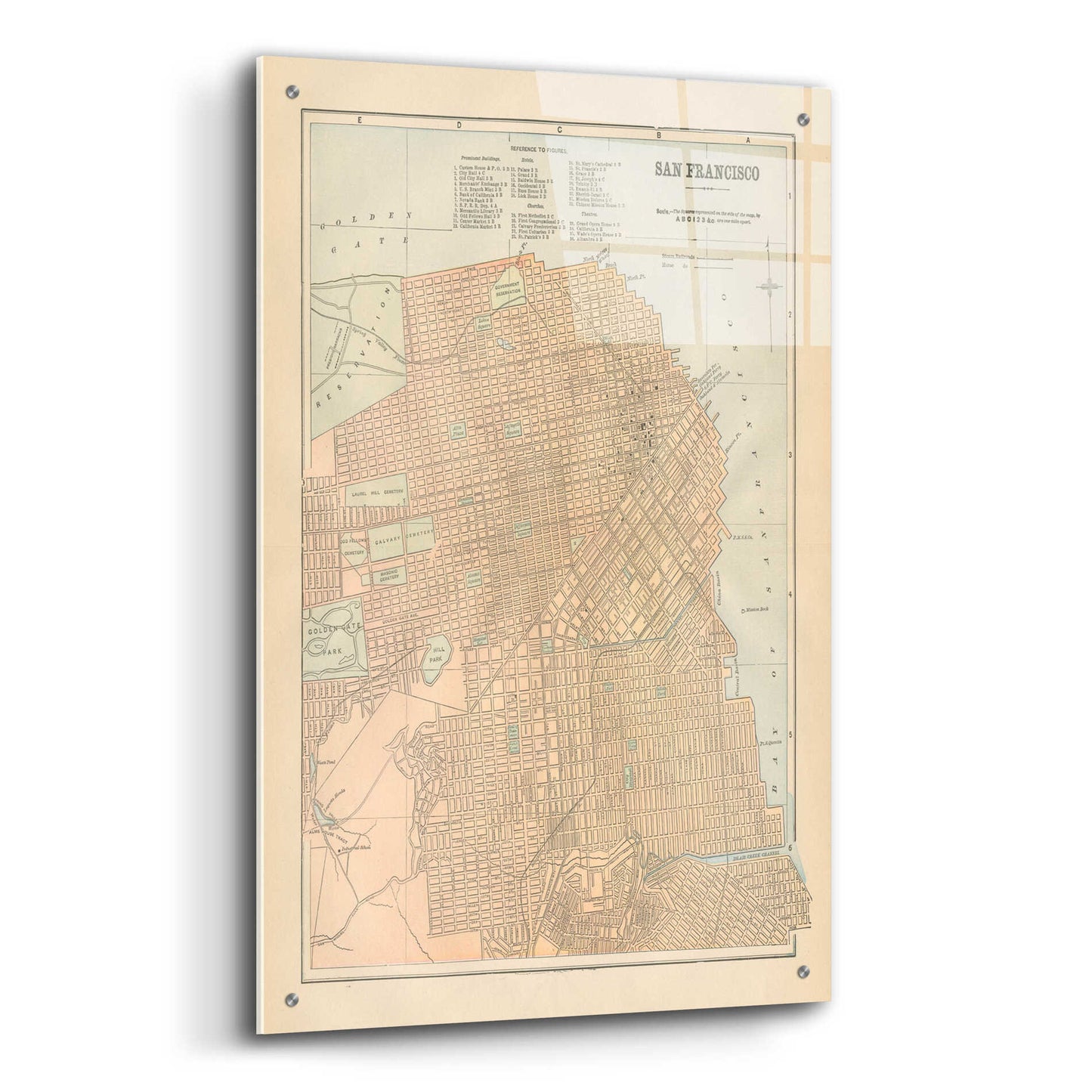 Epic Art 'San Francisco Map' by Wild Apple Portfolio, Acrylic Glass Wall Art,24x36