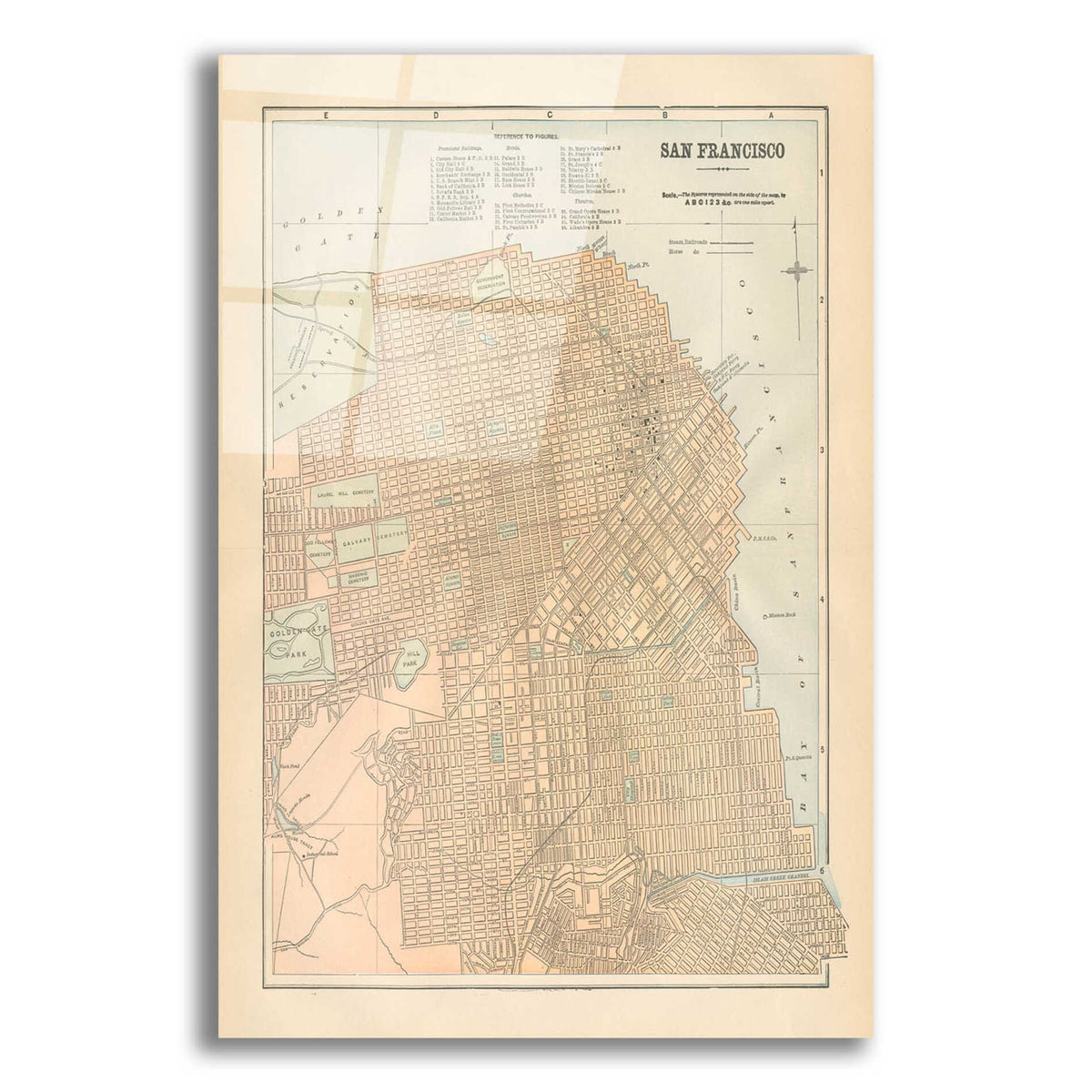 Epic Art 'San Francisco Map' by Wild Apple Portfolio, Acrylic Glass Wall Art