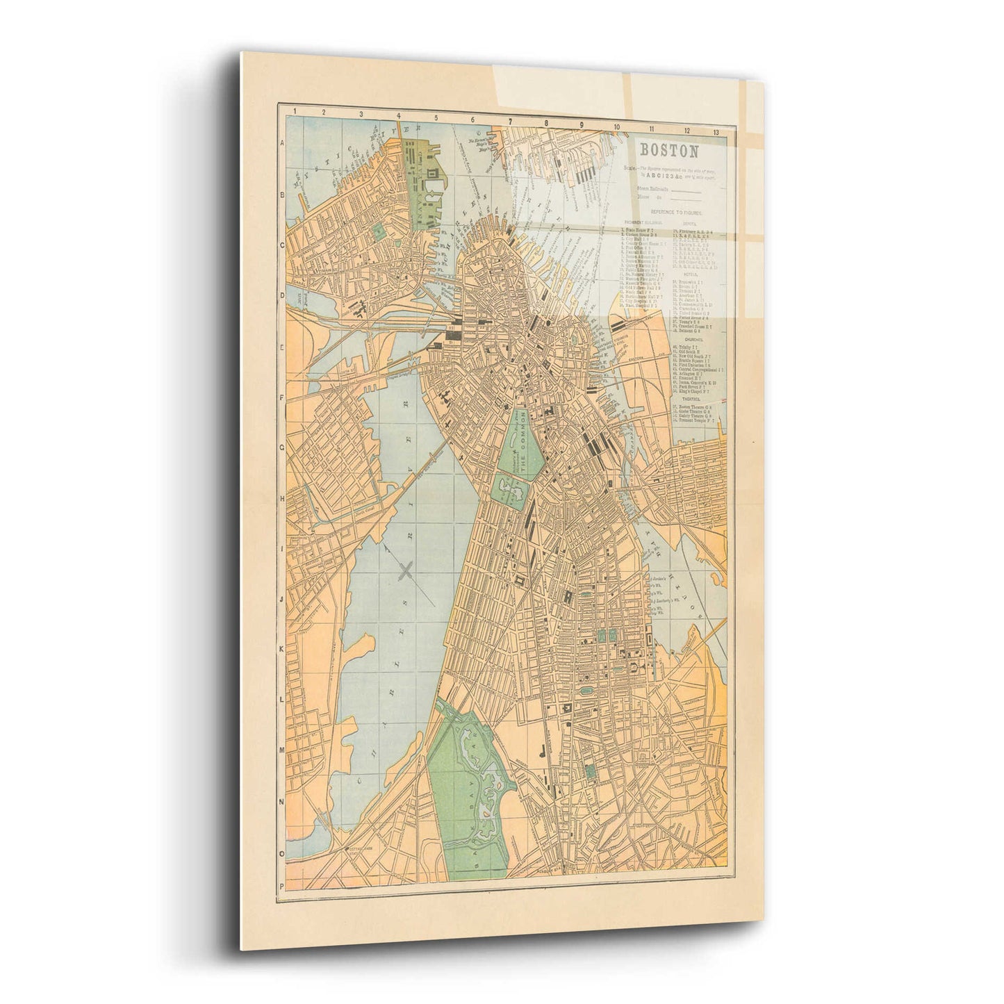Epic Art 'Boston Map' by Wild Apple Portfolio, Acrylic Glass Wall Art,12x16