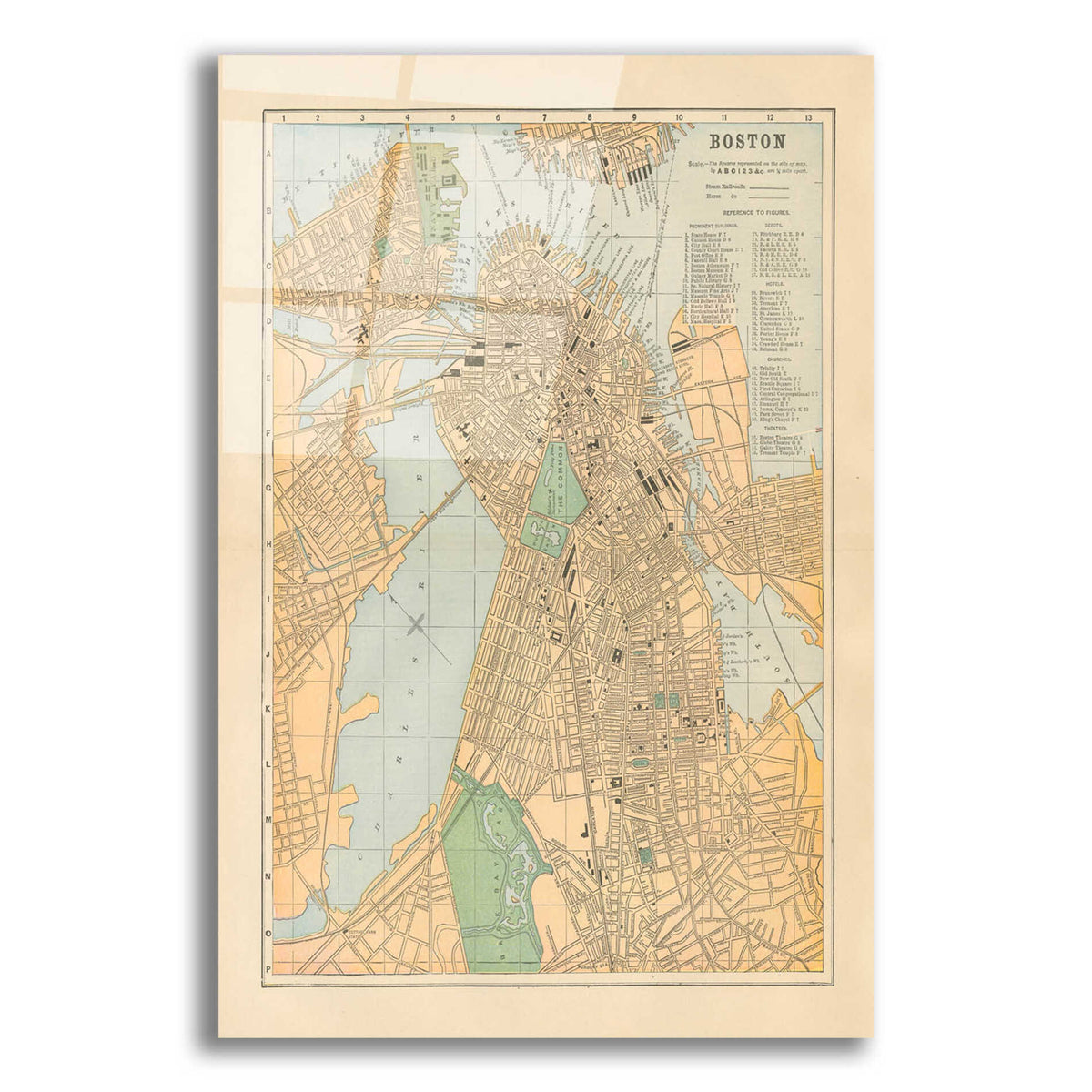 Epic Art 'Boston Map' by Wild Apple Portfolio, Acrylic Glass Wall Art