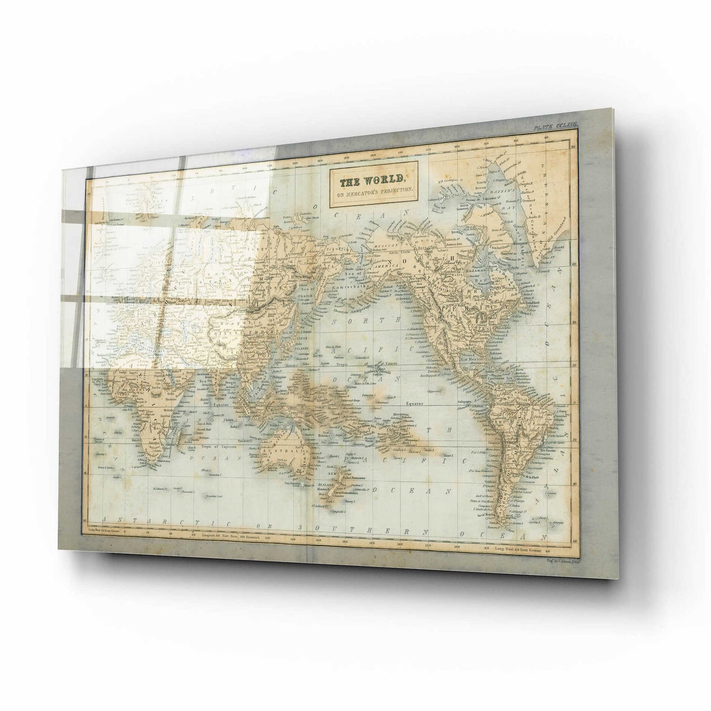 Epic Art 'The World Map Neutral' by Wild Apple Portfolio, Acrylic Glass Wall Art,16x12