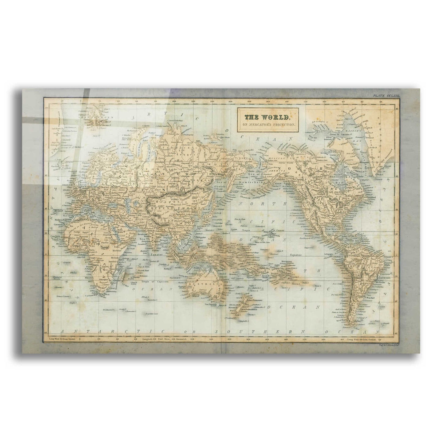 Epic Art 'The World Map Neutral' by Wild Apple Portfolio, Acrylic Glass Wall Art,16x12