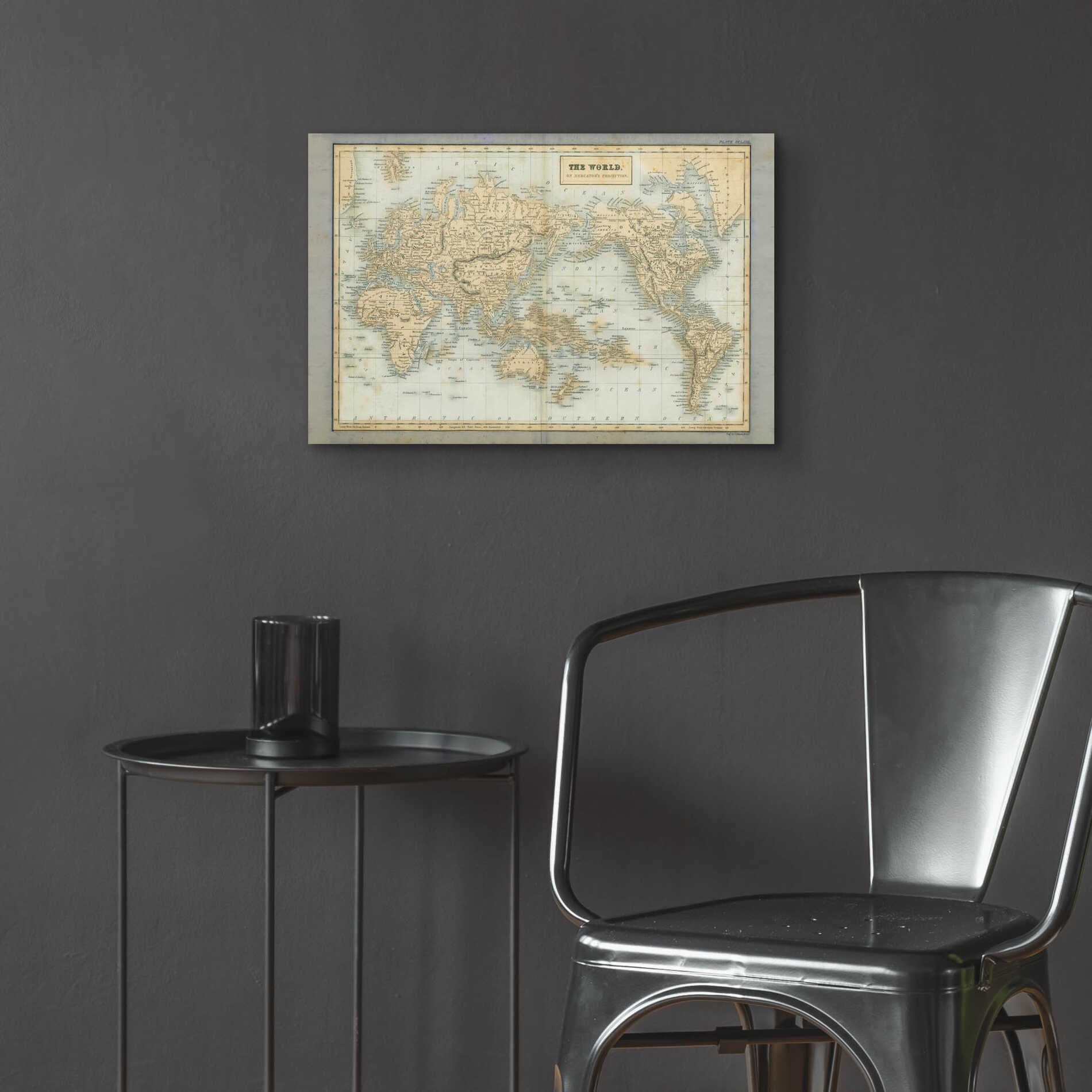 Epic Art 'The World Map Neutral' by Wild Apple Portfolio, Acrylic Glass Wall Art,24x16