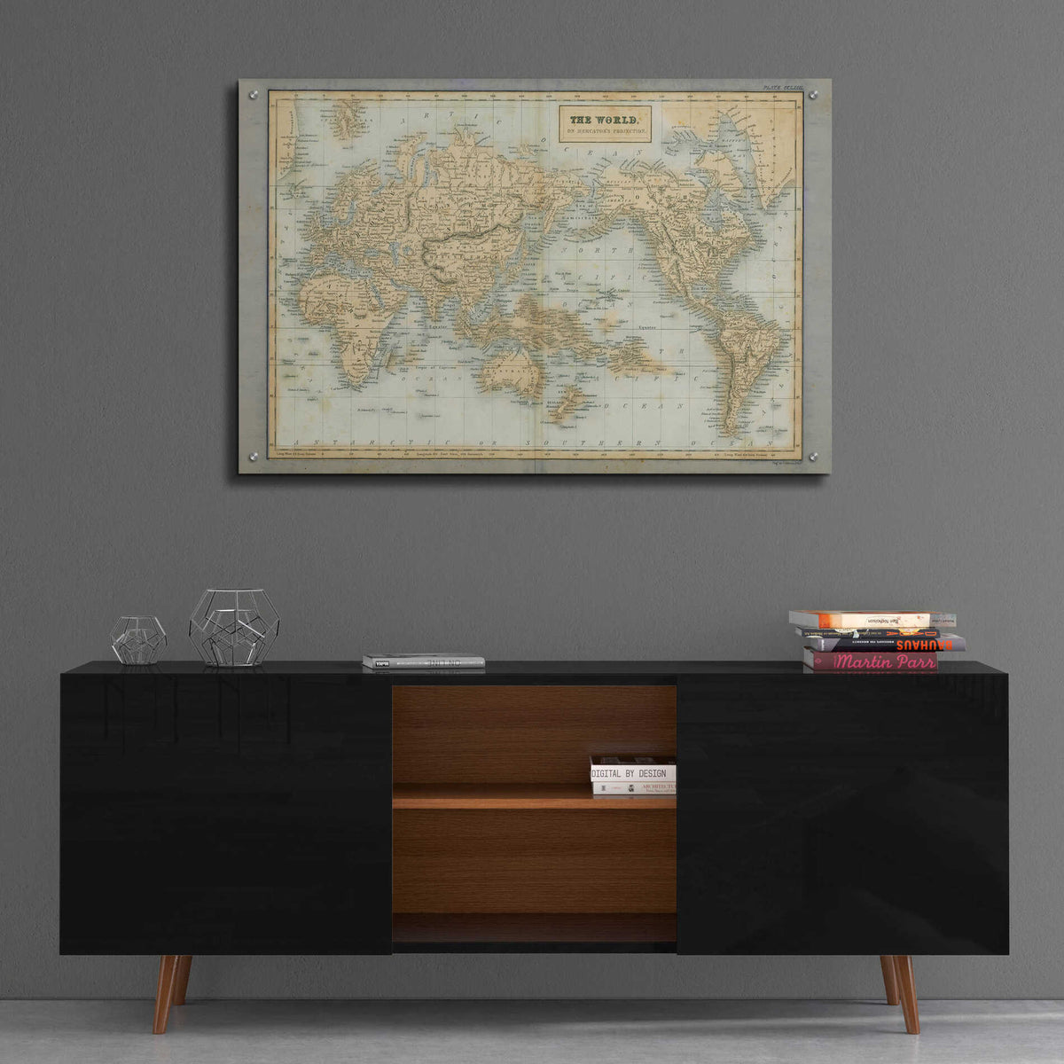 Epic Art 'The World Map Neutral' by Wild Apple Portfolio, Acrylic Glass Wall Art,36x24