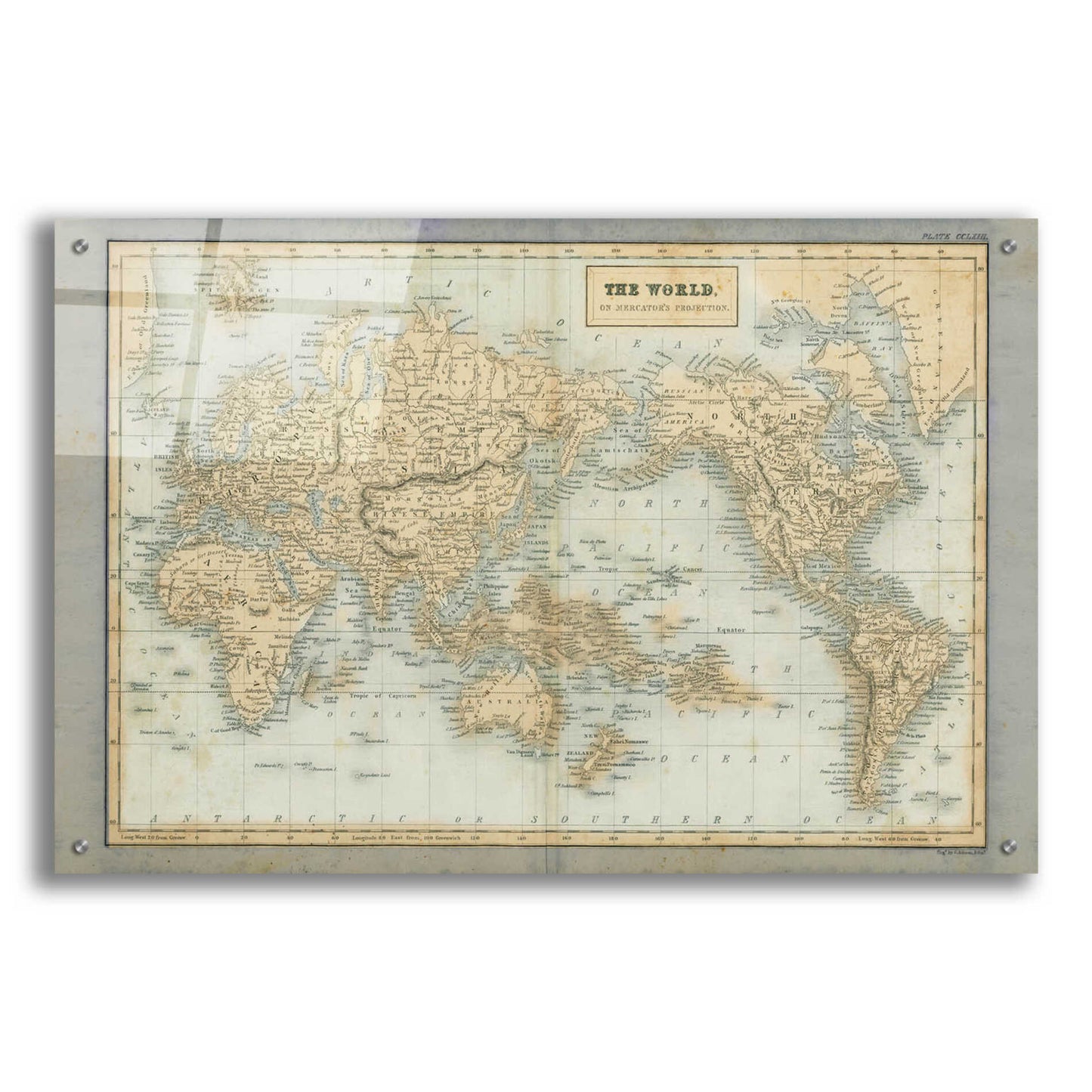 Epic Art 'The World Map Neutral' by Wild Apple Portfolio, Acrylic Glass Wall Art,36x24