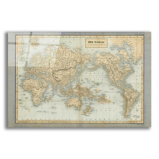 Epic Art 'The World Map Neutral' by Wild Apple Portfolio, Acrylic Glass Wall Art