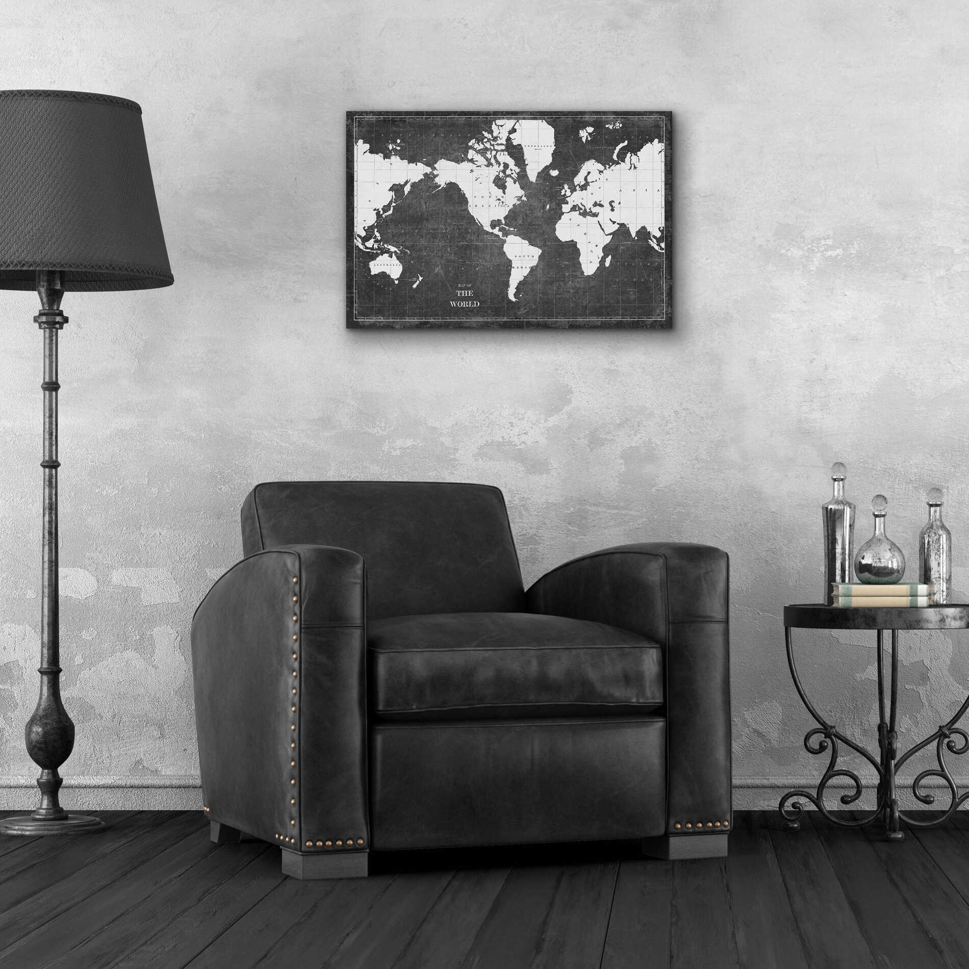 Epic Art 'Blueprint World Map Gray' by Sue Schlabach, Acrylic Glass Wall Art,24x16