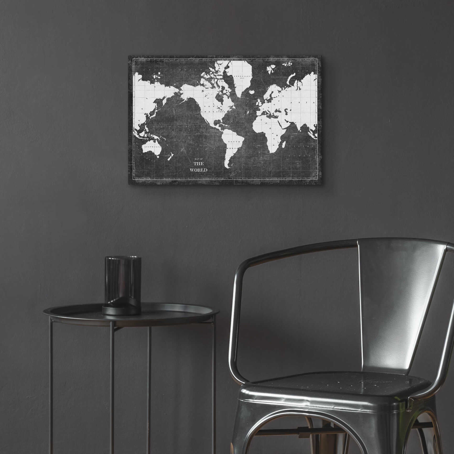 Epic Art 'Blueprint World Map Gray' by Sue Schlabach, Acrylic Glass Wall Art,24x16