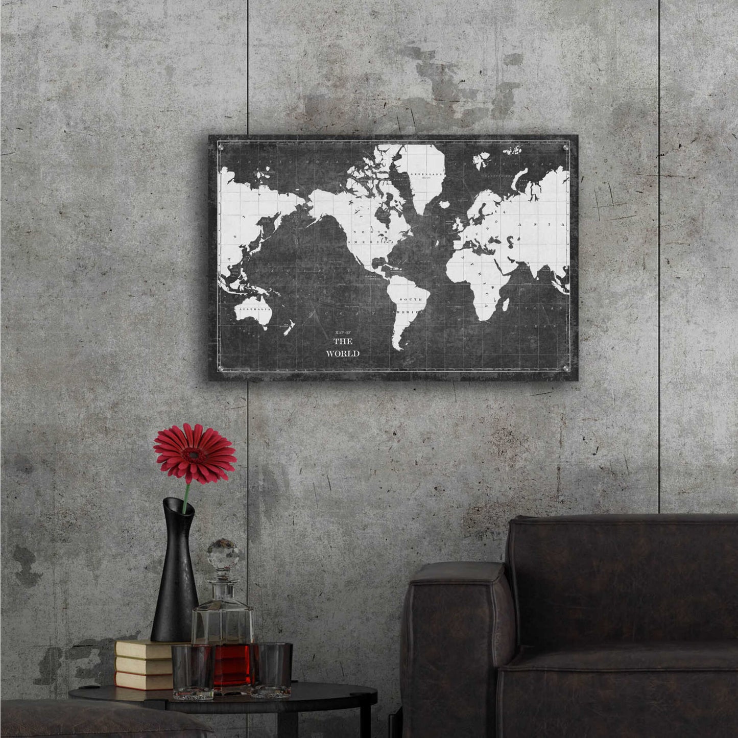 Epic Art 'Blueprint World Map Gray' by Sue Schlabach, Acrylic Glass Wall Art,36x24