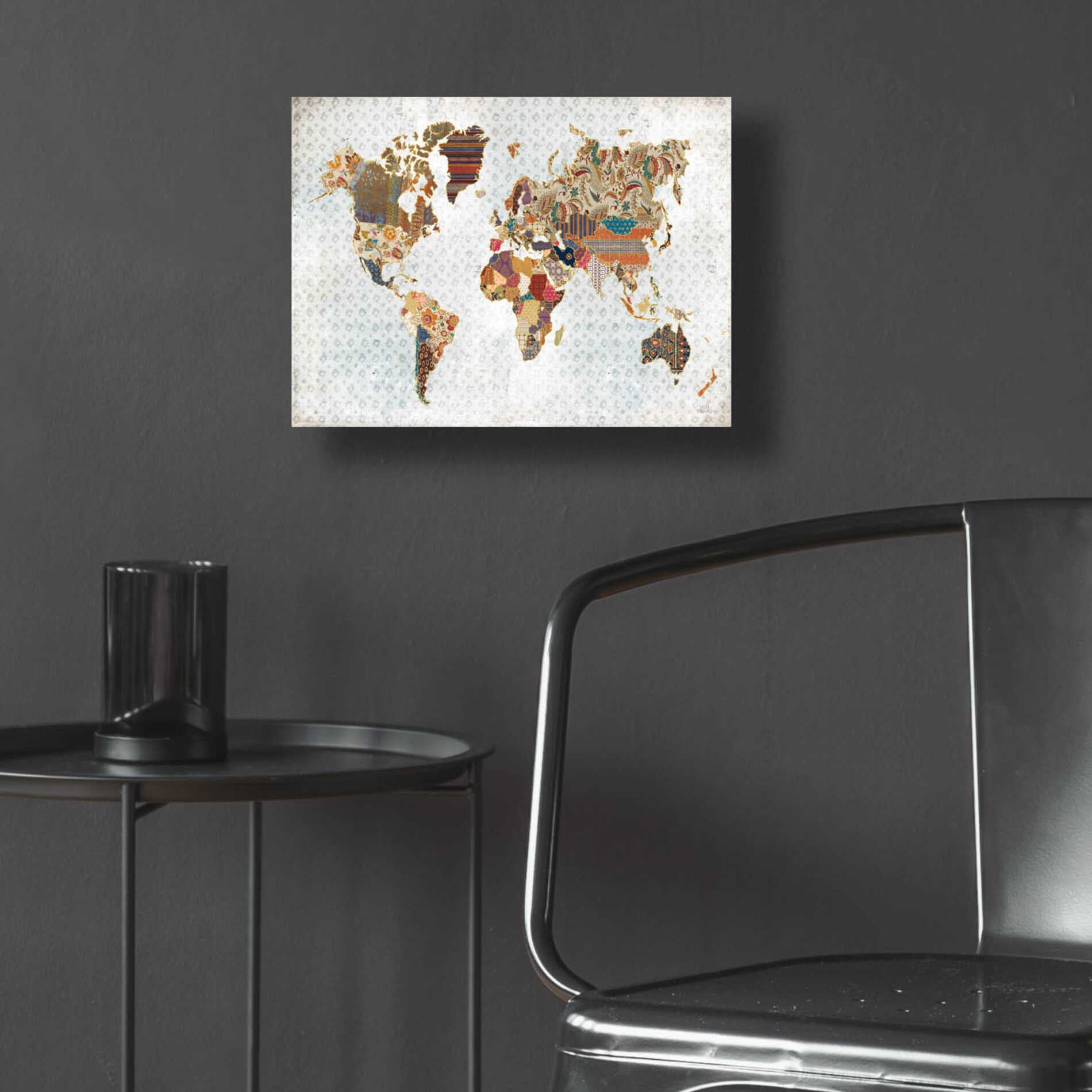 Epic Art 'Pattern World Map Geo Background' by Laura Marshall, Acrylic Glass Wall Art,16x12