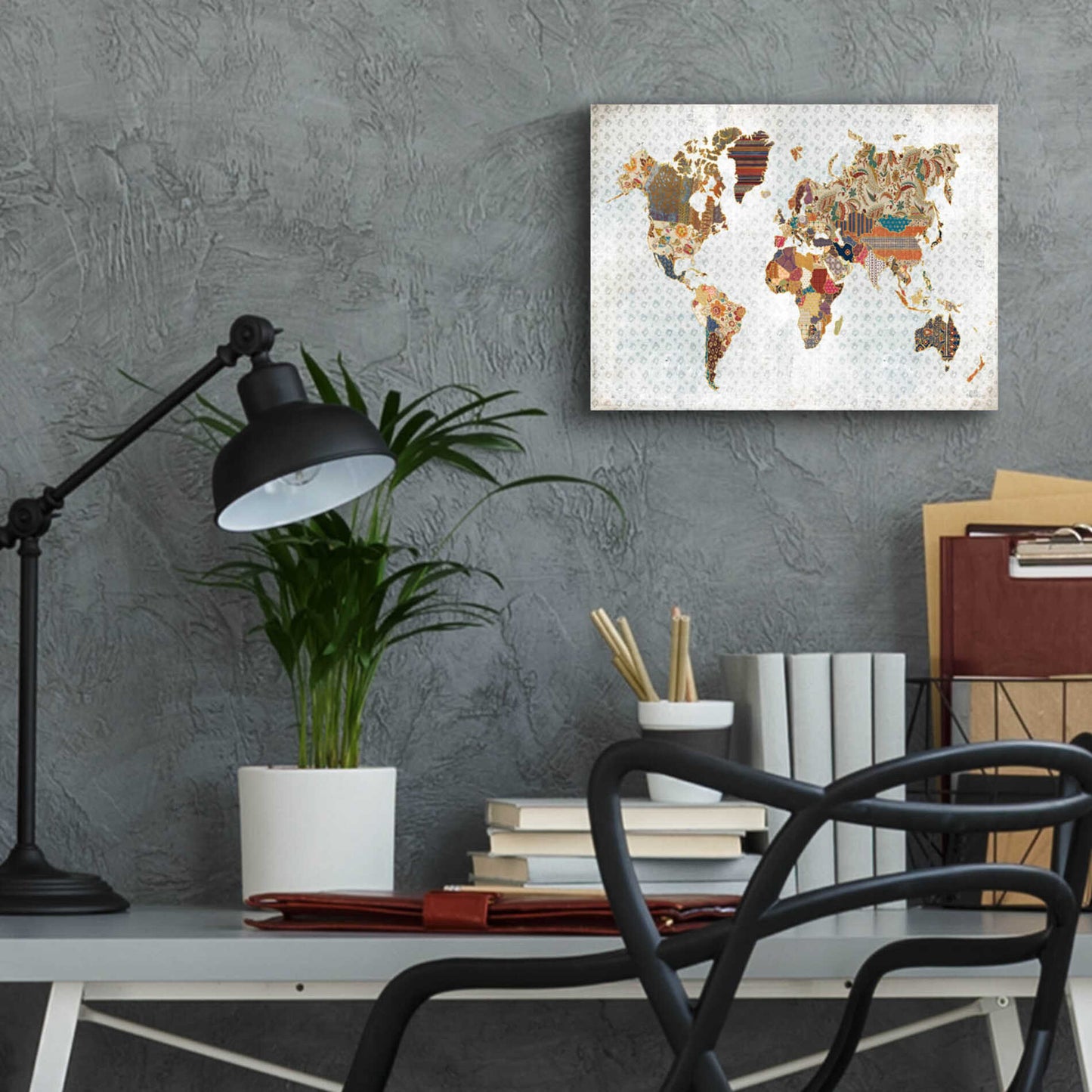 Epic Art 'Pattern World Map Geo Background' by Laura Marshall, Acrylic Glass Wall Art,16x12