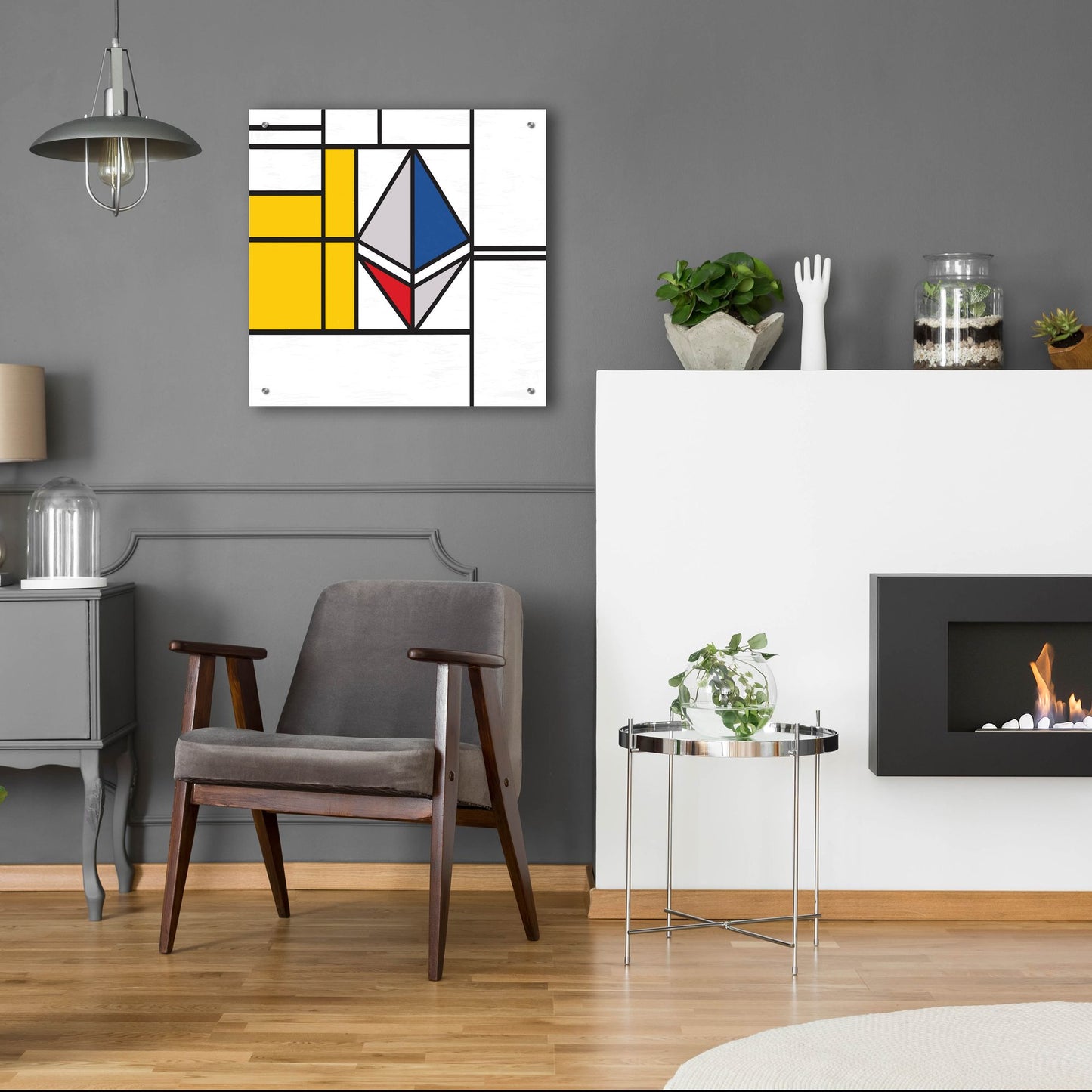 Epic Art  'Mondrian 3937 Ethereum Crypto Art-01' by Epic Portfolio, Acrylic Glass Wall Art,24x24