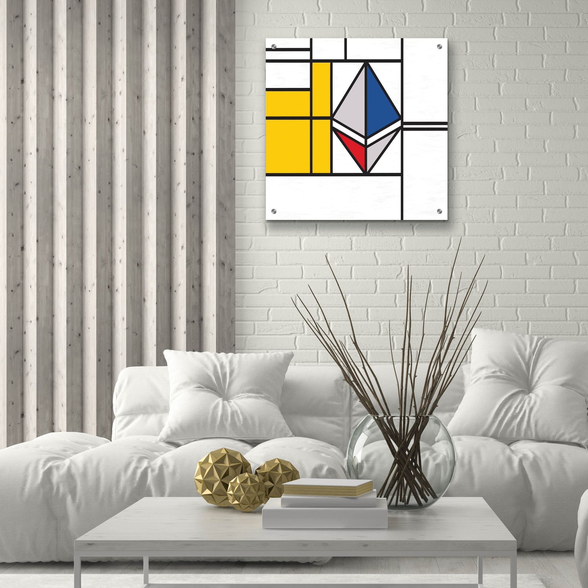 Epic Art  'Mondrian 3937 Ethereum Crypto Art-01' by Epic Portfolio, Acrylic Glass Wall Art,24x24