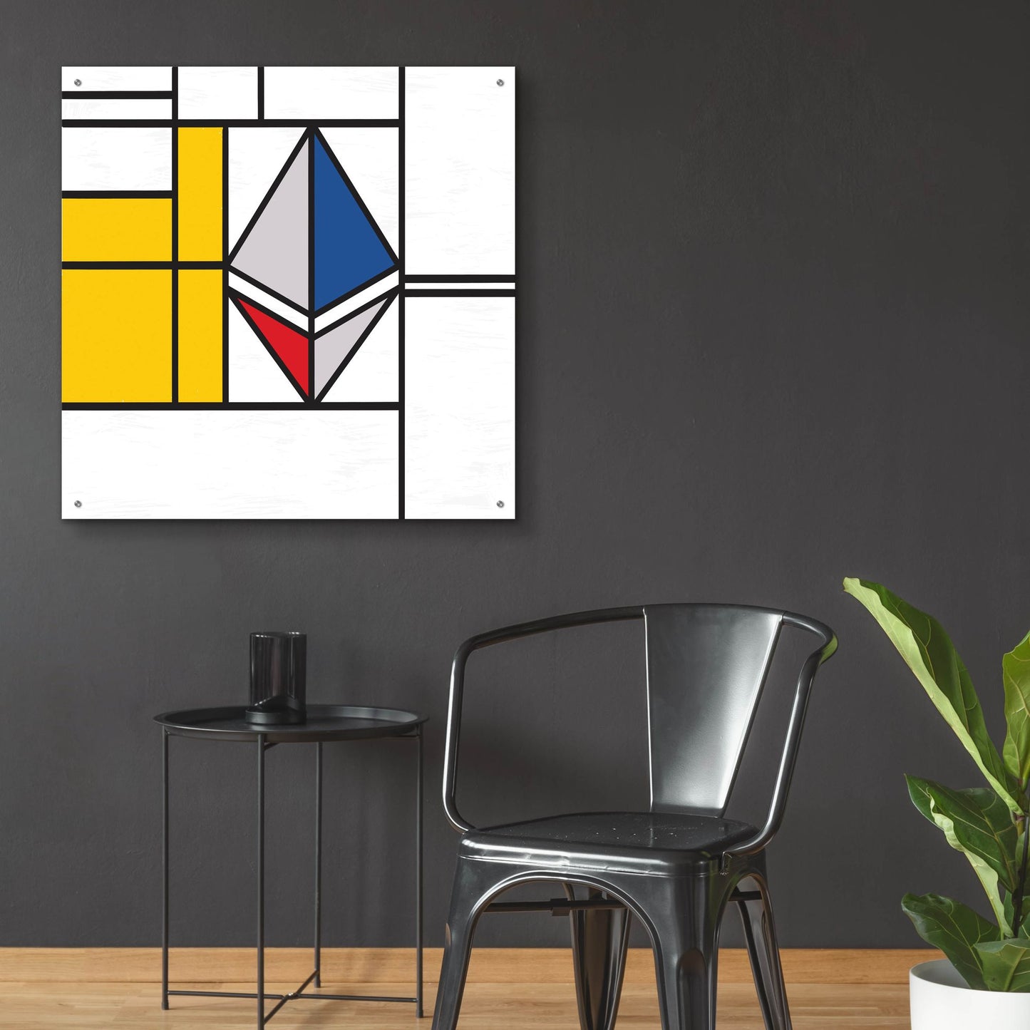 Epic Art  'Mondrian 3937 Ethereum Crypto Art-01' by Epic Portfolio, Acrylic Glass Wall Art,36x36