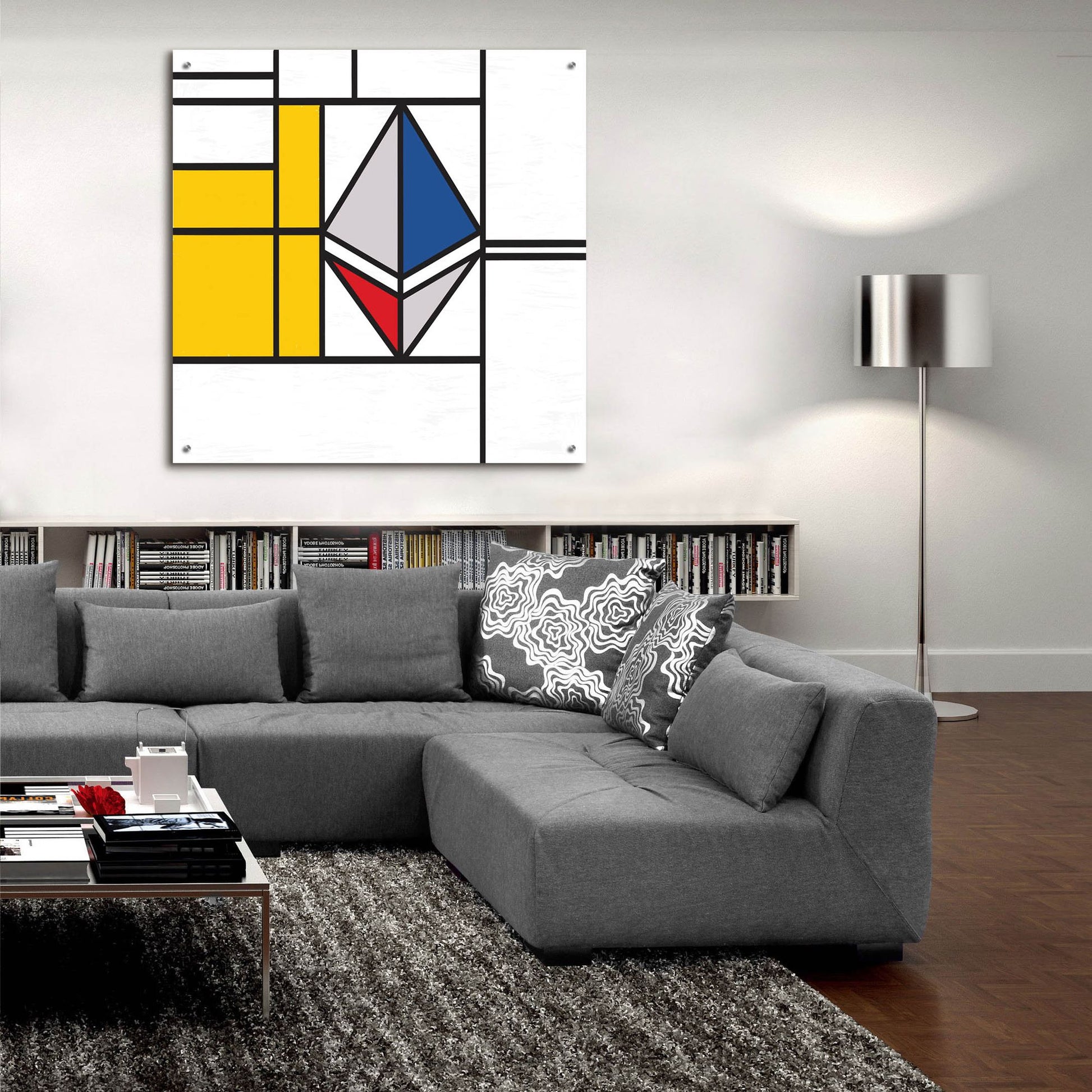 Epic Art  'Mondrian 3937 Ethereum Crypto Art-01' by Epic Portfolio, Acrylic Glass Wall Art,36x36