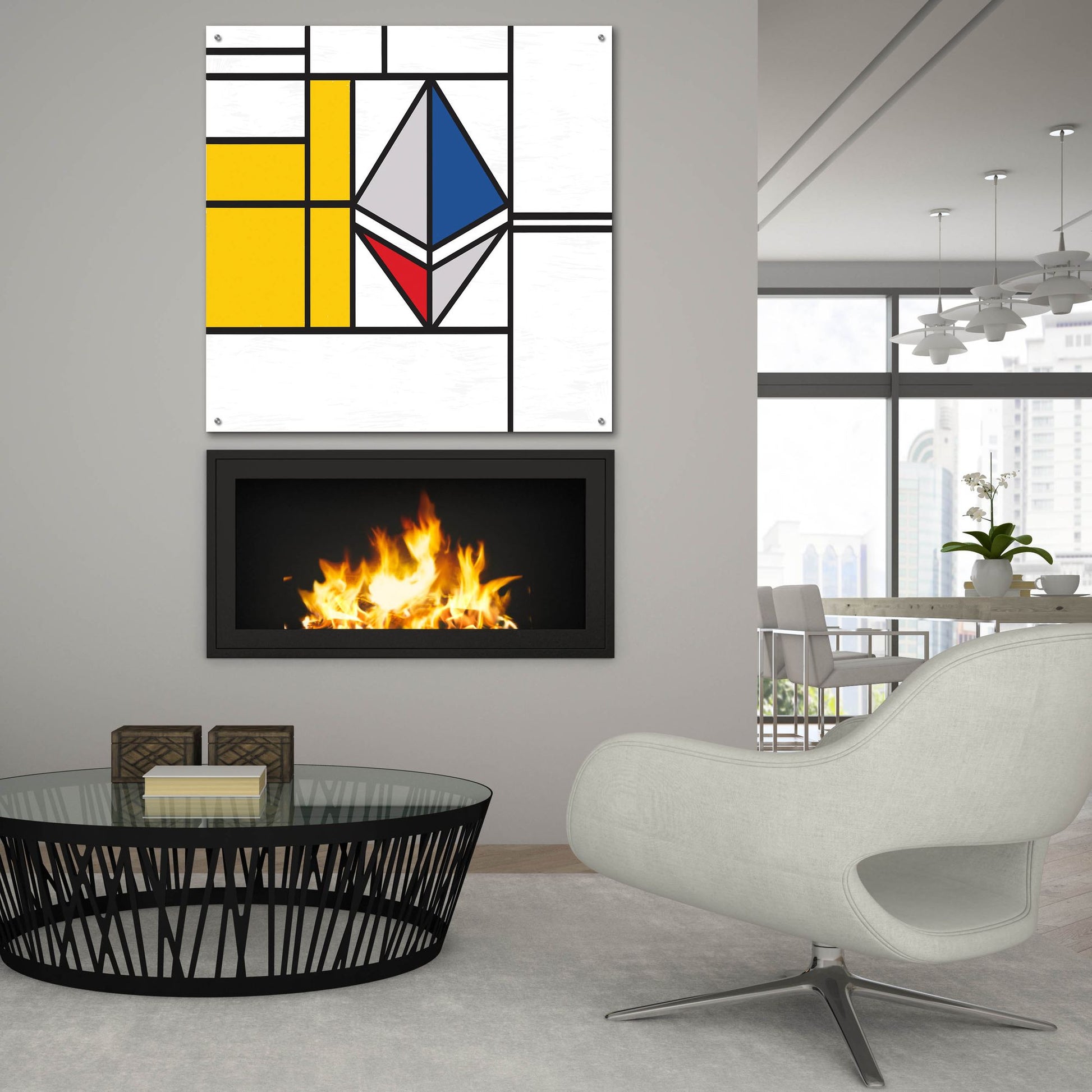 Epic Art  'Mondrian 3937 Ethereum Crypto Art-01' by Epic Portfolio, Acrylic Glass Wall Art,36x36