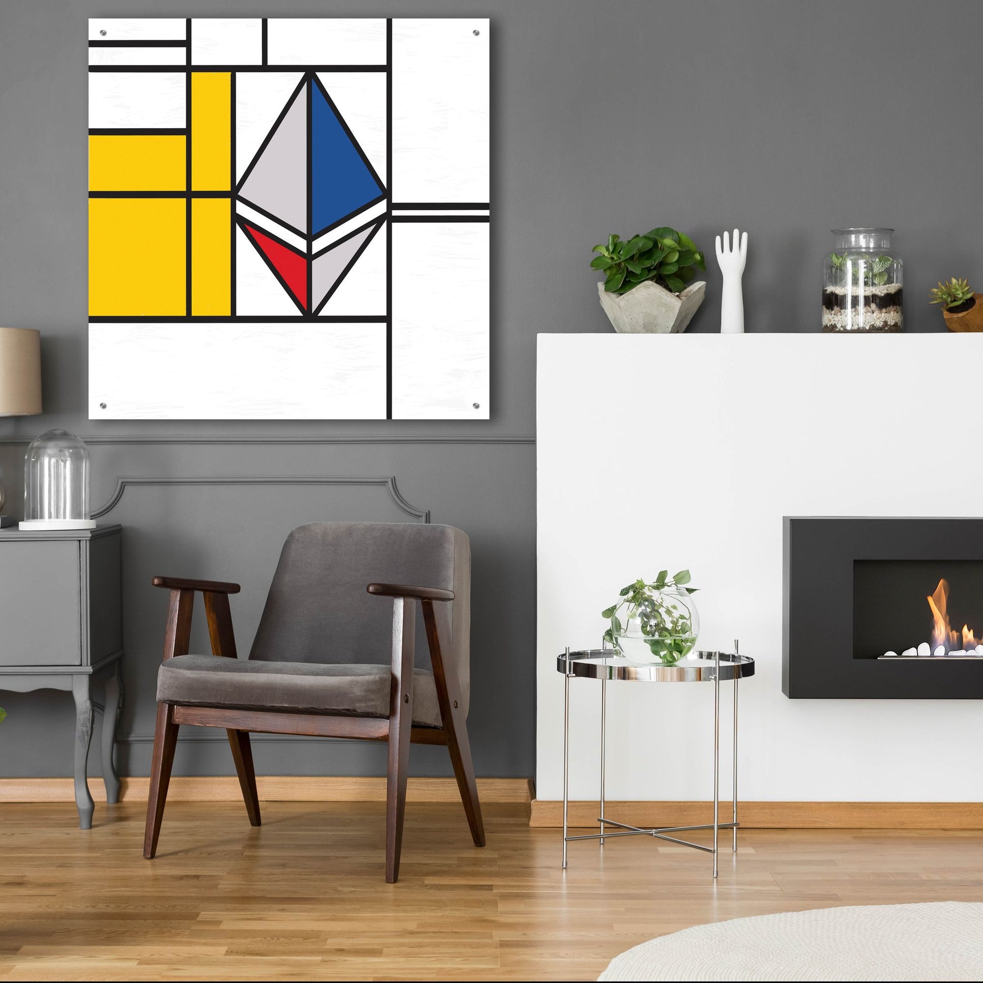 Epic Art  'Mondrian 3937 Ethereum Crypto Art-01' by Epic Portfolio, Acrylic Glass Wall Art,36x36