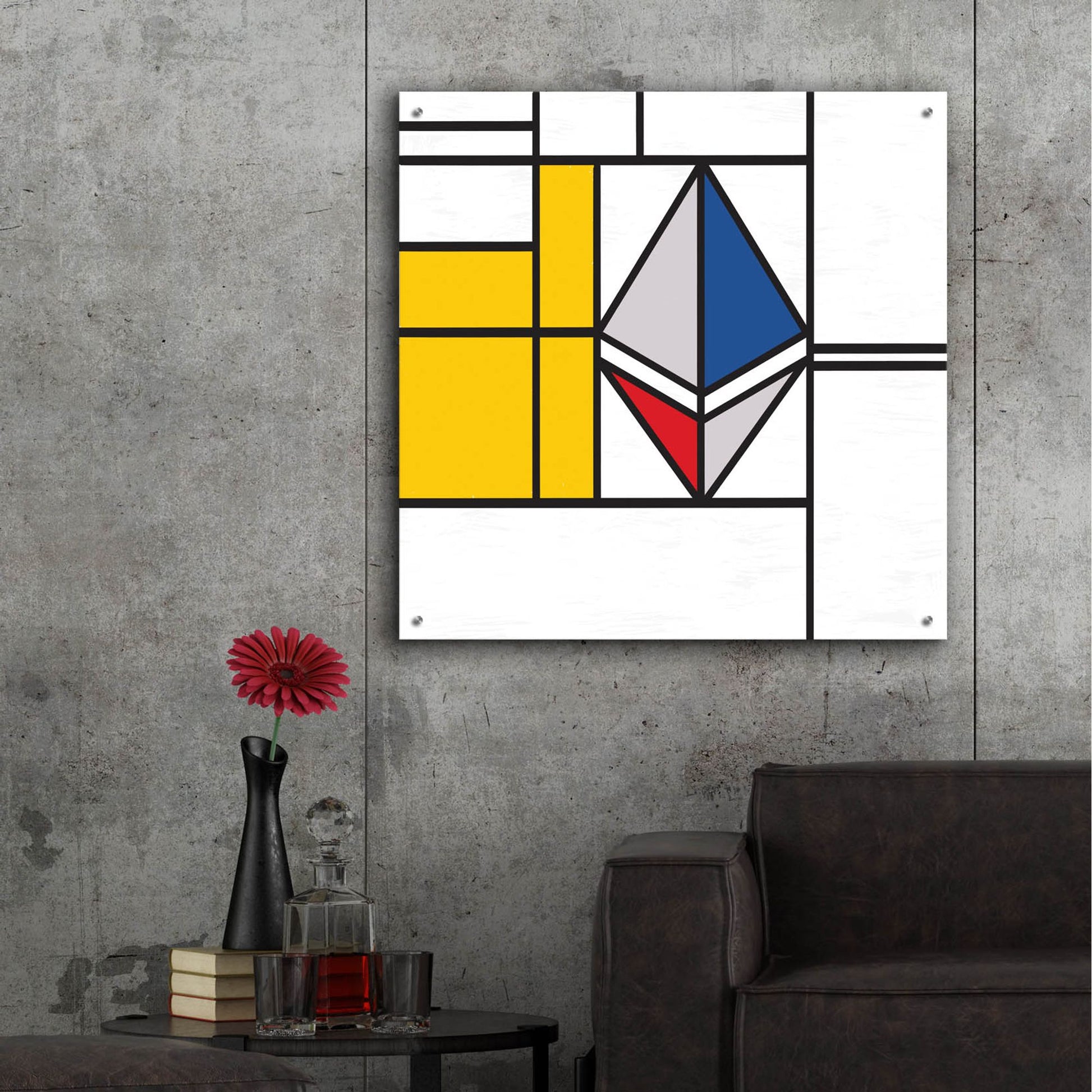 Epic Art  'Mondrian 3937 Ethereum Crypto Art-01' by Epic Portfolio, Acrylic Glass Wall Art,36x36