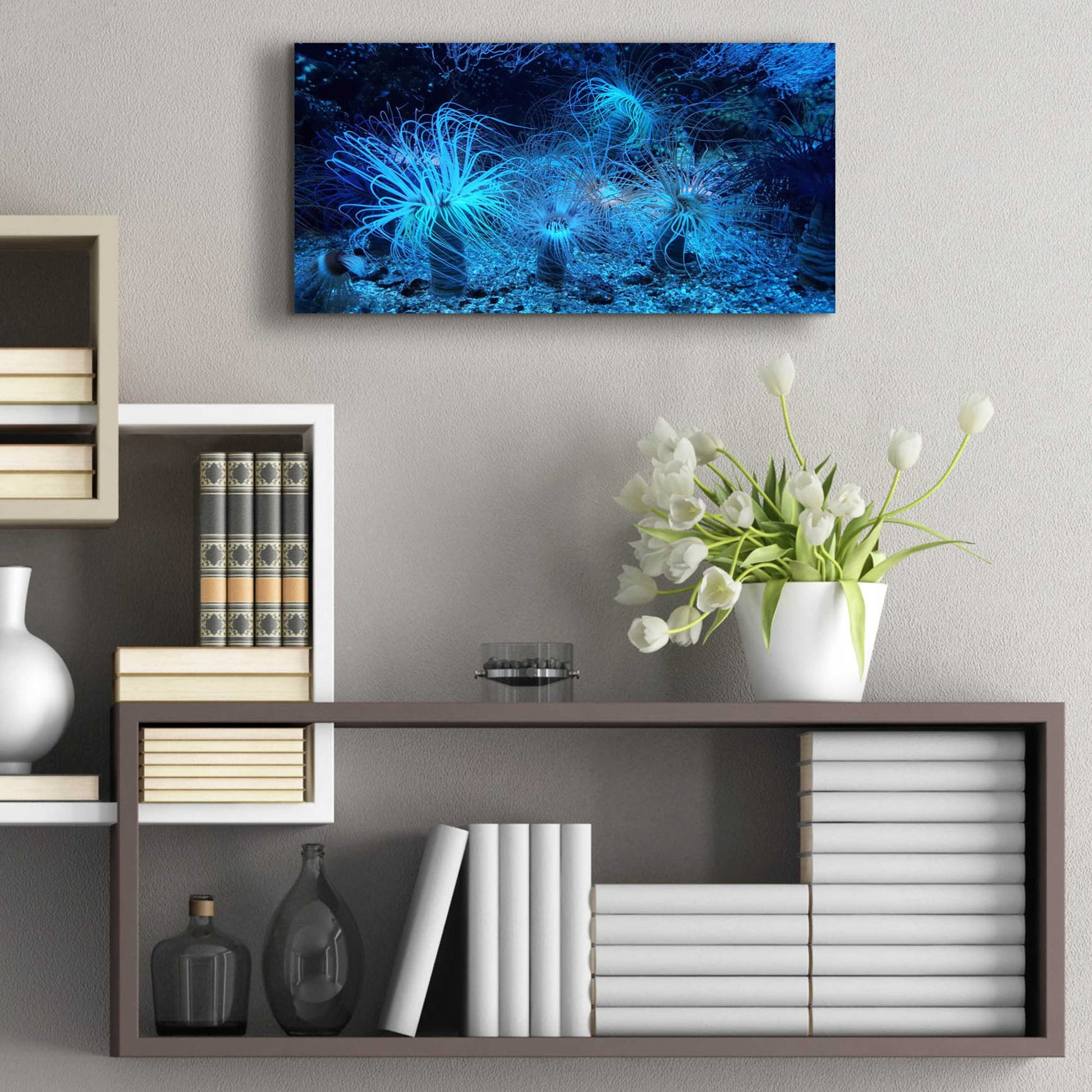 Epic Art 'Anemone Jungle' by Epic Portfolio, Acrylic Glass Wall Art,24x12