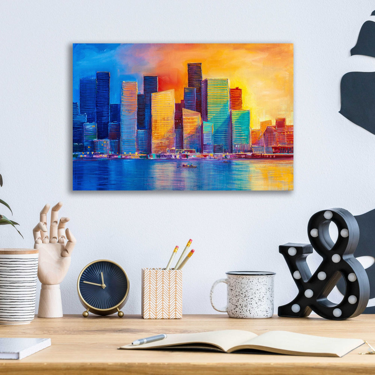 Epic Art 'Colorful Skyline' by Epic Portfolio, Acrylic Glass Wall Art,16x12