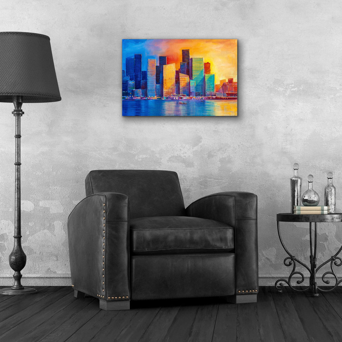 Epic Art 'Colorful Skyline' by Epic Portfolio, Acrylic Glass Wall Art,24x16