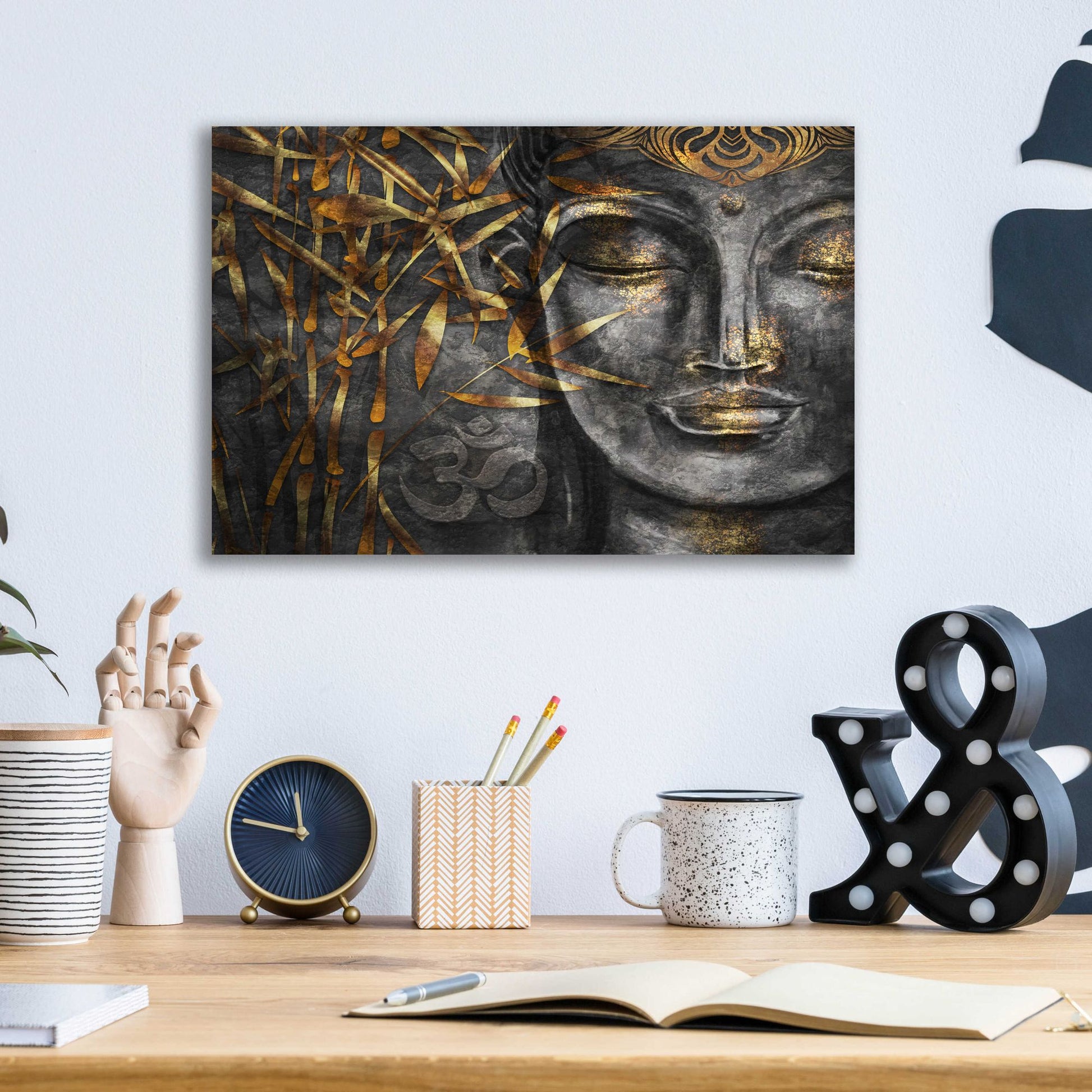 Epic Art 'Golden Budha' by Epic Portfolio, Acrylic Glass Wall Art,16x12