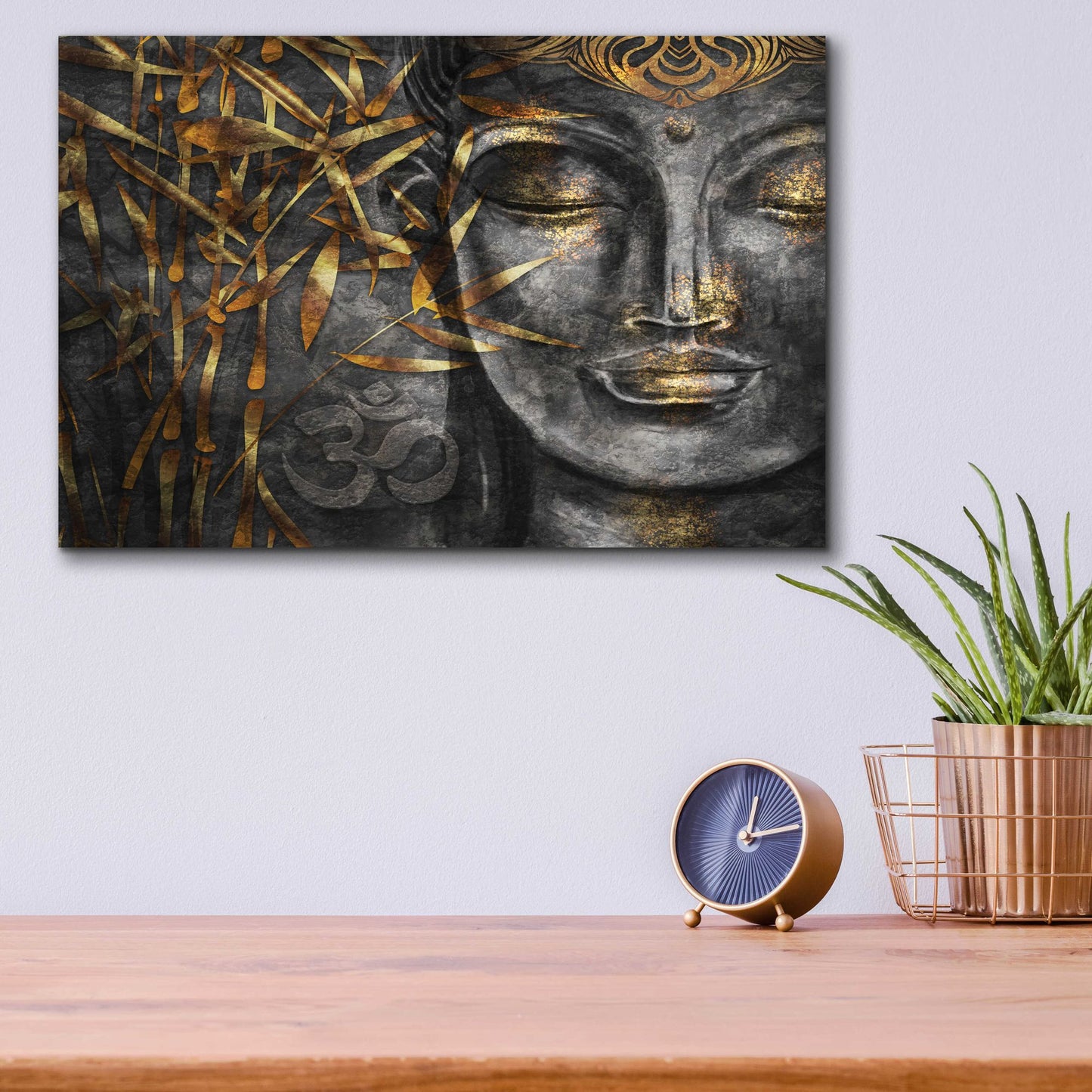 Epic Art 'Golden Budha' by Epic Portfolio, Acrylic Glass Wall Art,16x12