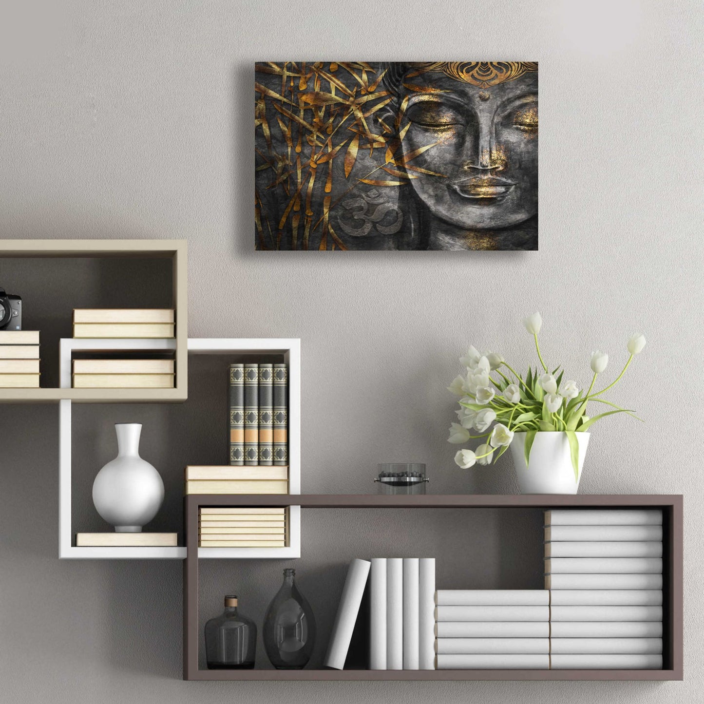 Epic Art 'Golden Budha' by Epic Portfolio, Acrylic Glass Wall Art,24x16